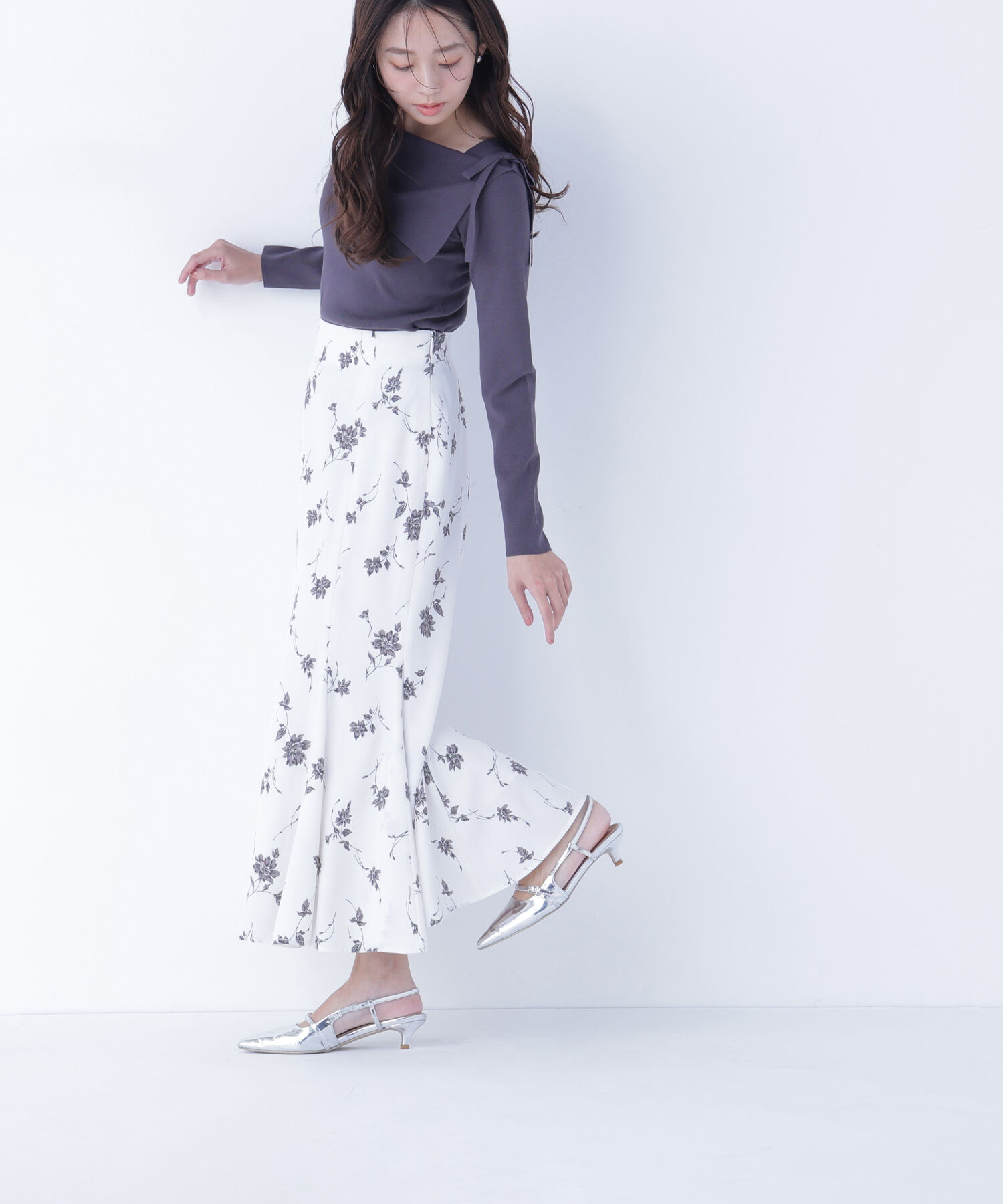  「プリントヘム切替マーメイドスカート」|スカート|