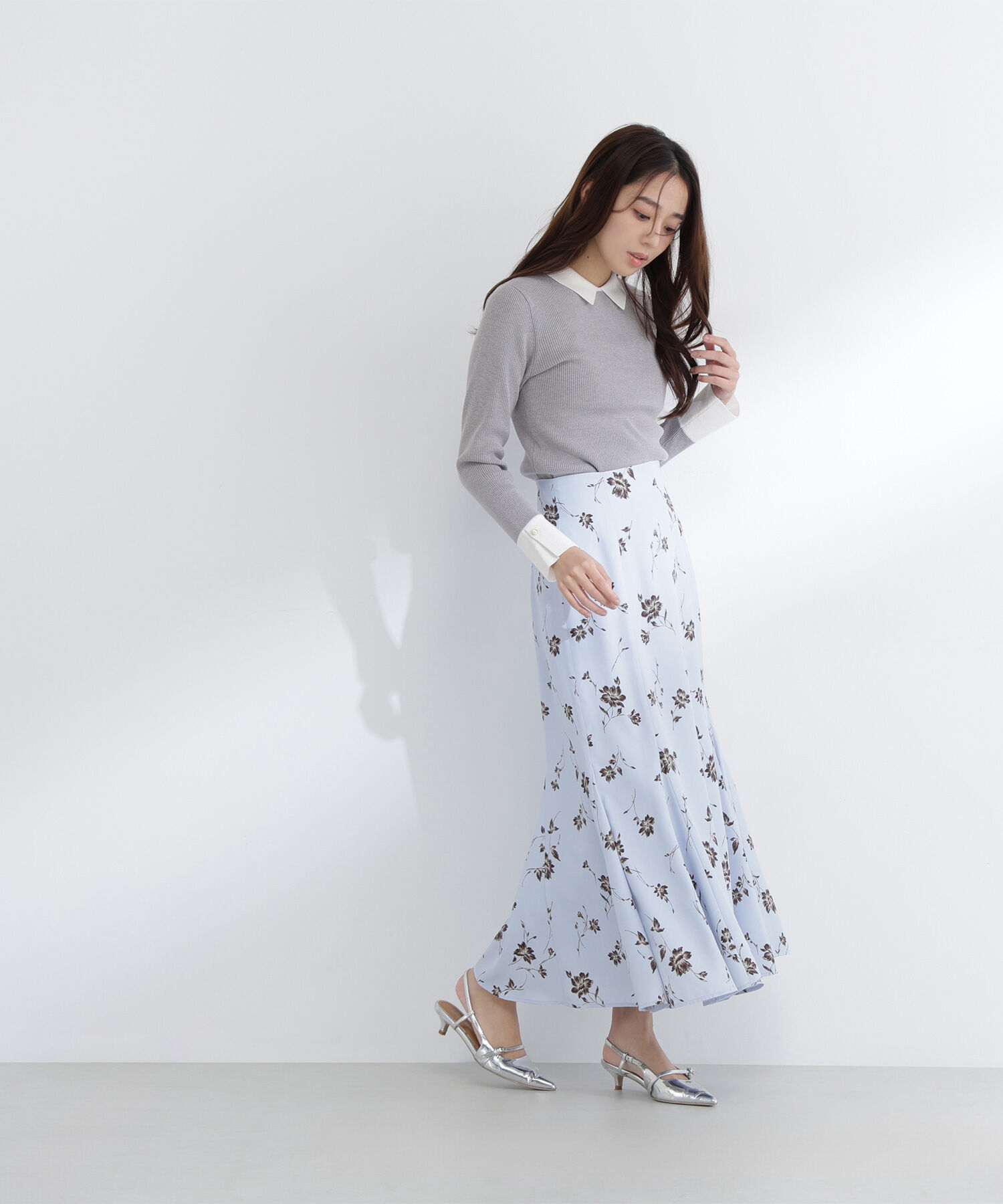  「プリントヘム切替マーメイドスカート」|スカート|