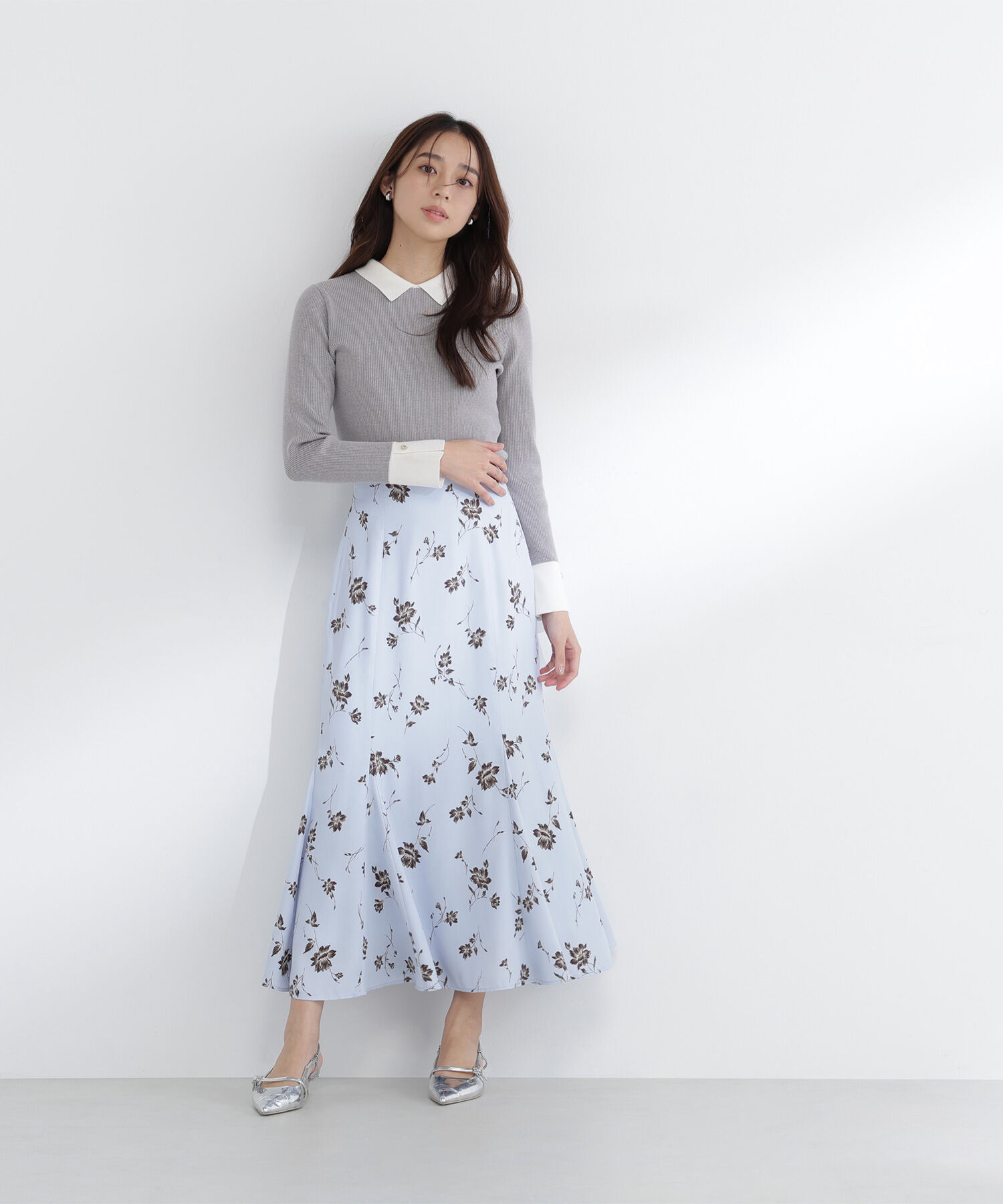  「プリントヘム切替マーメイドスカート」|スカート|