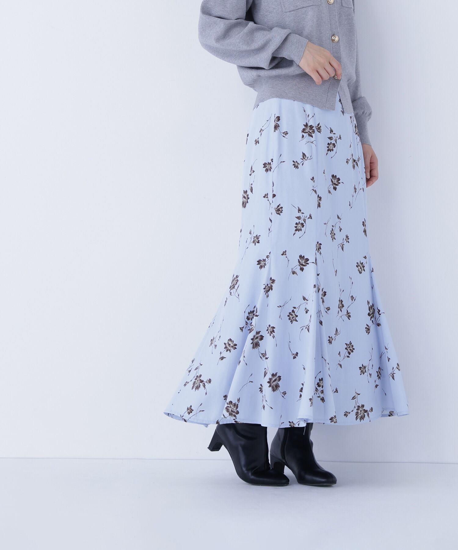  「プリントヘム切替マーメイドスカート」|スカート|