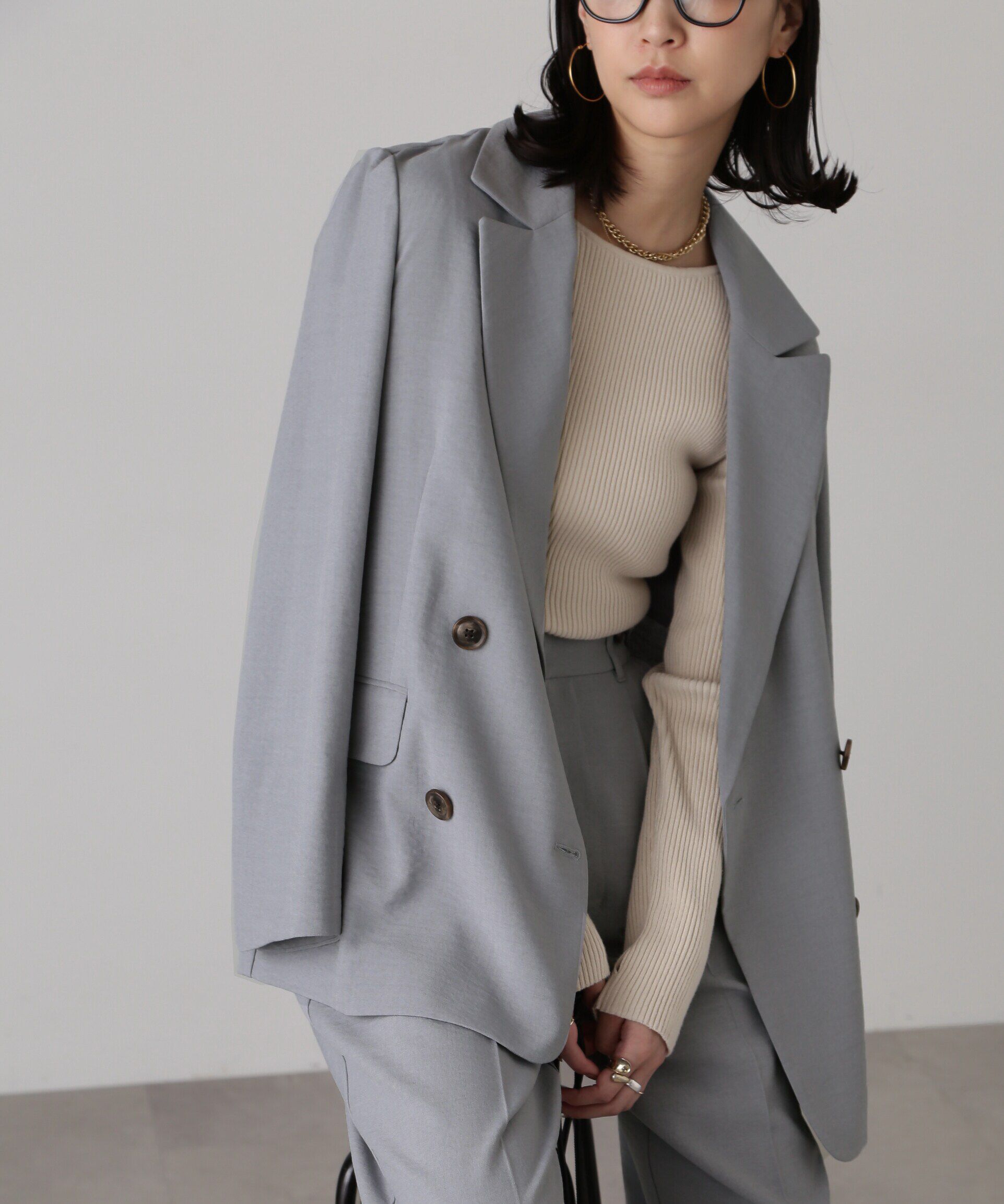  「[低身長サイズ/Sシリーズ]気流染めダブルジャケット」|その他|ライトグレー