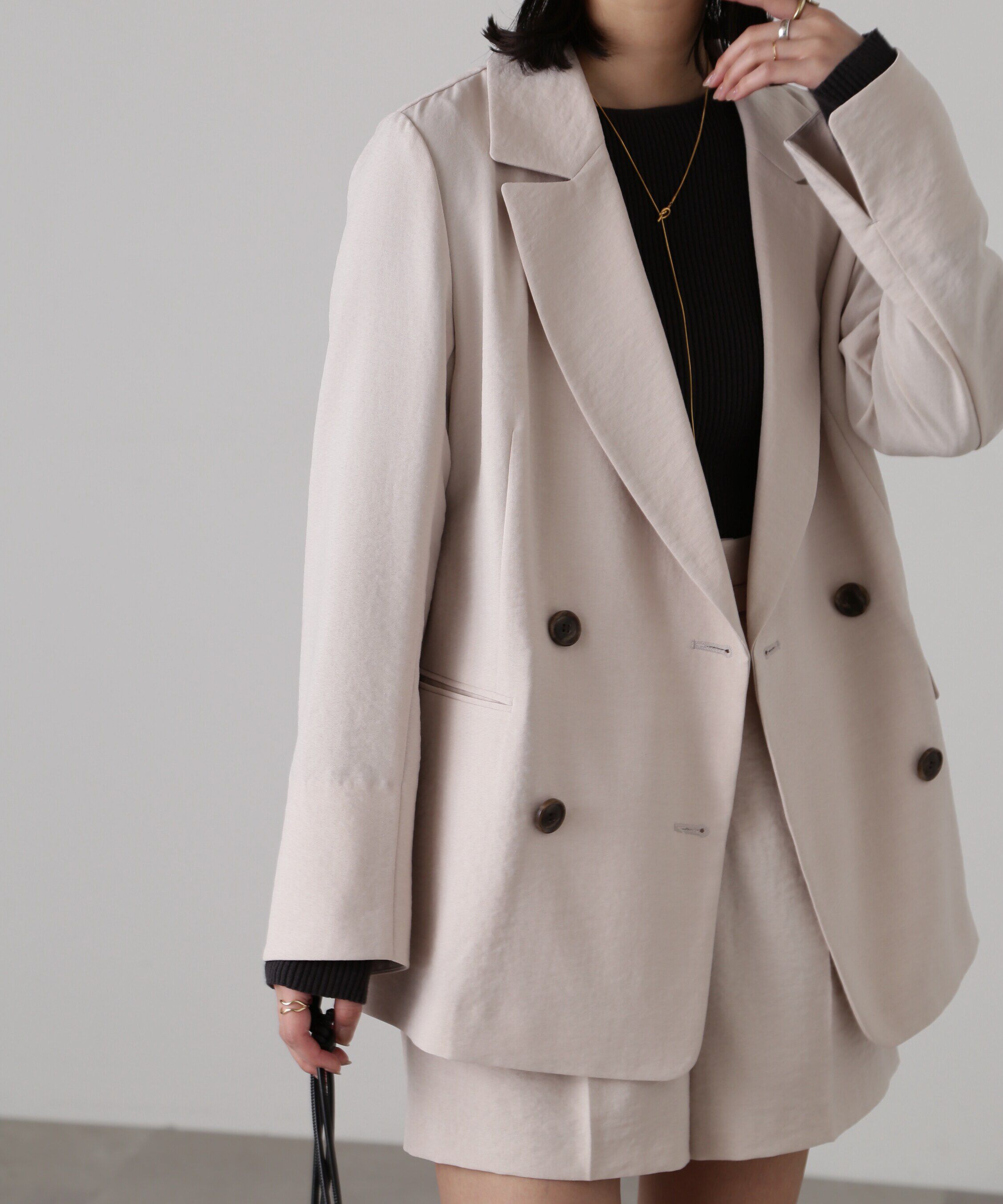  「[低身長サイズ/Sシリーズ]気流染めダブルジャケット」|その他|オフベージュ