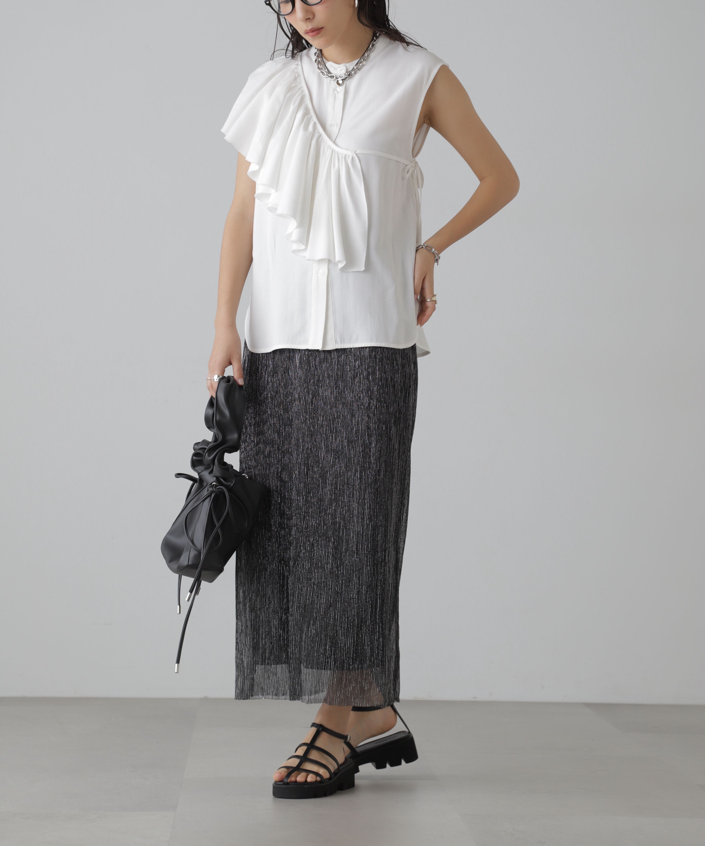  「ラメプリーツナロースカート」|スカート|