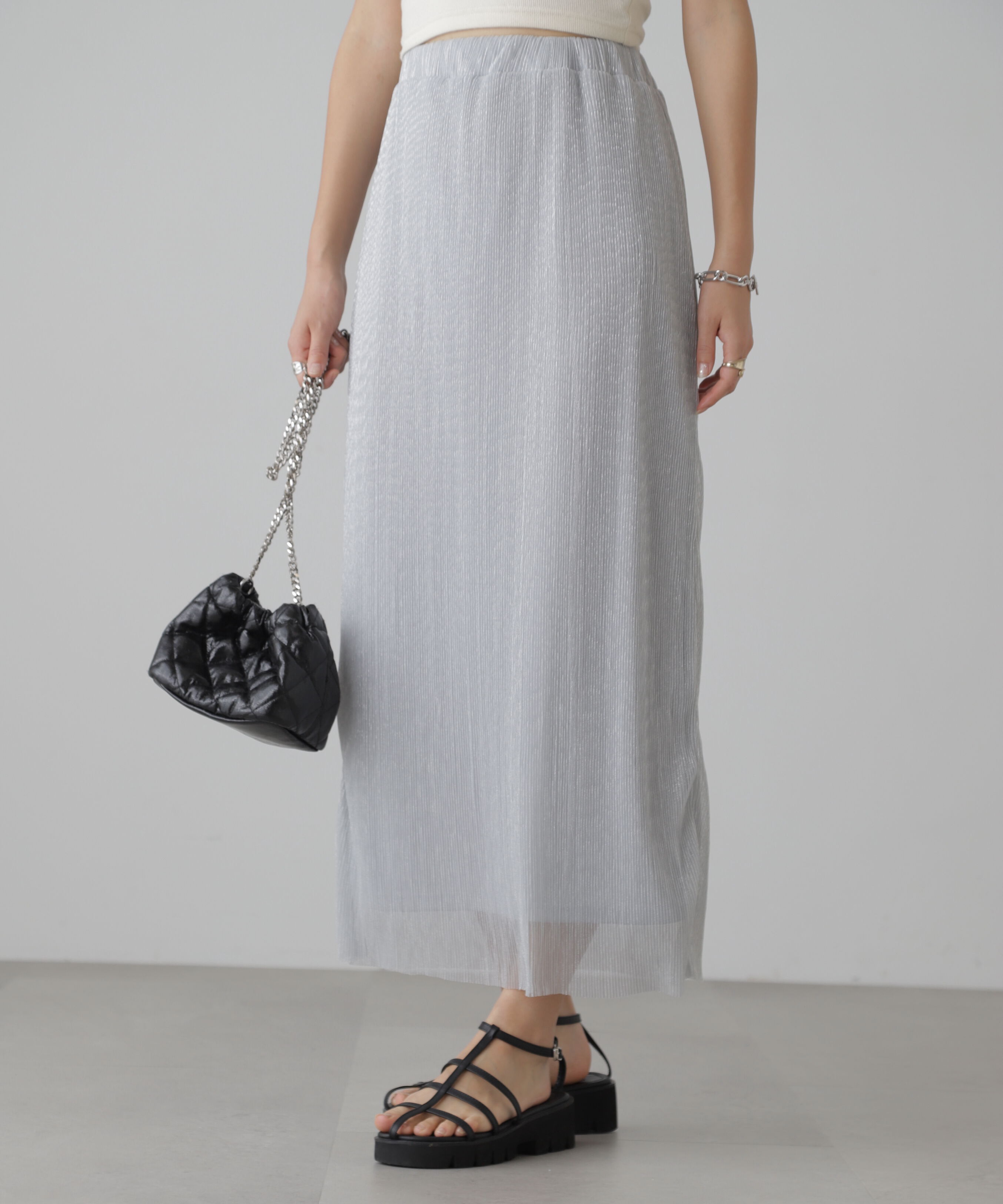  「ラメプリーツナロースカート」|スカート|