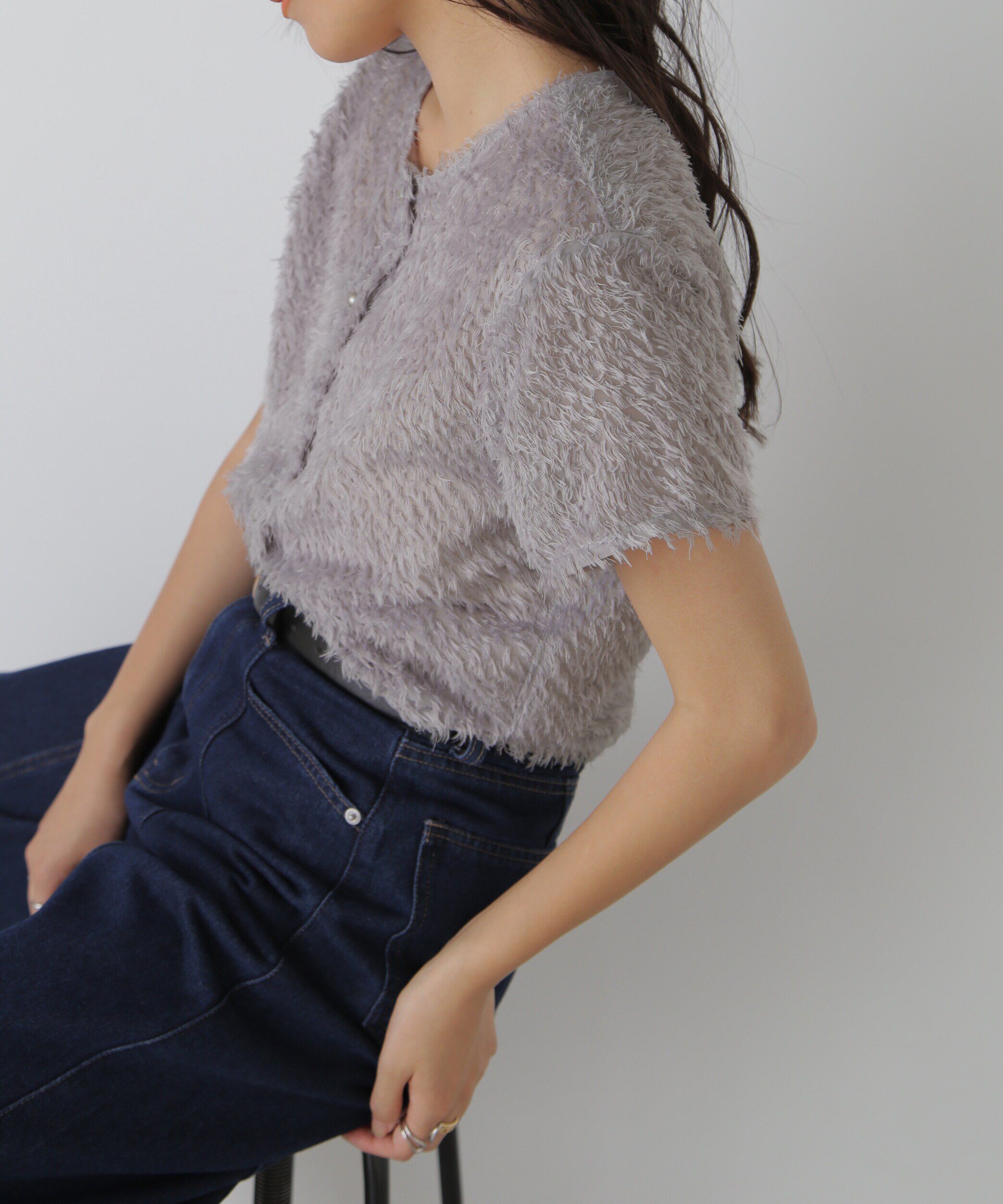  「フロントボタンカットジャガードブラウス」|シャツ・ブラウス|