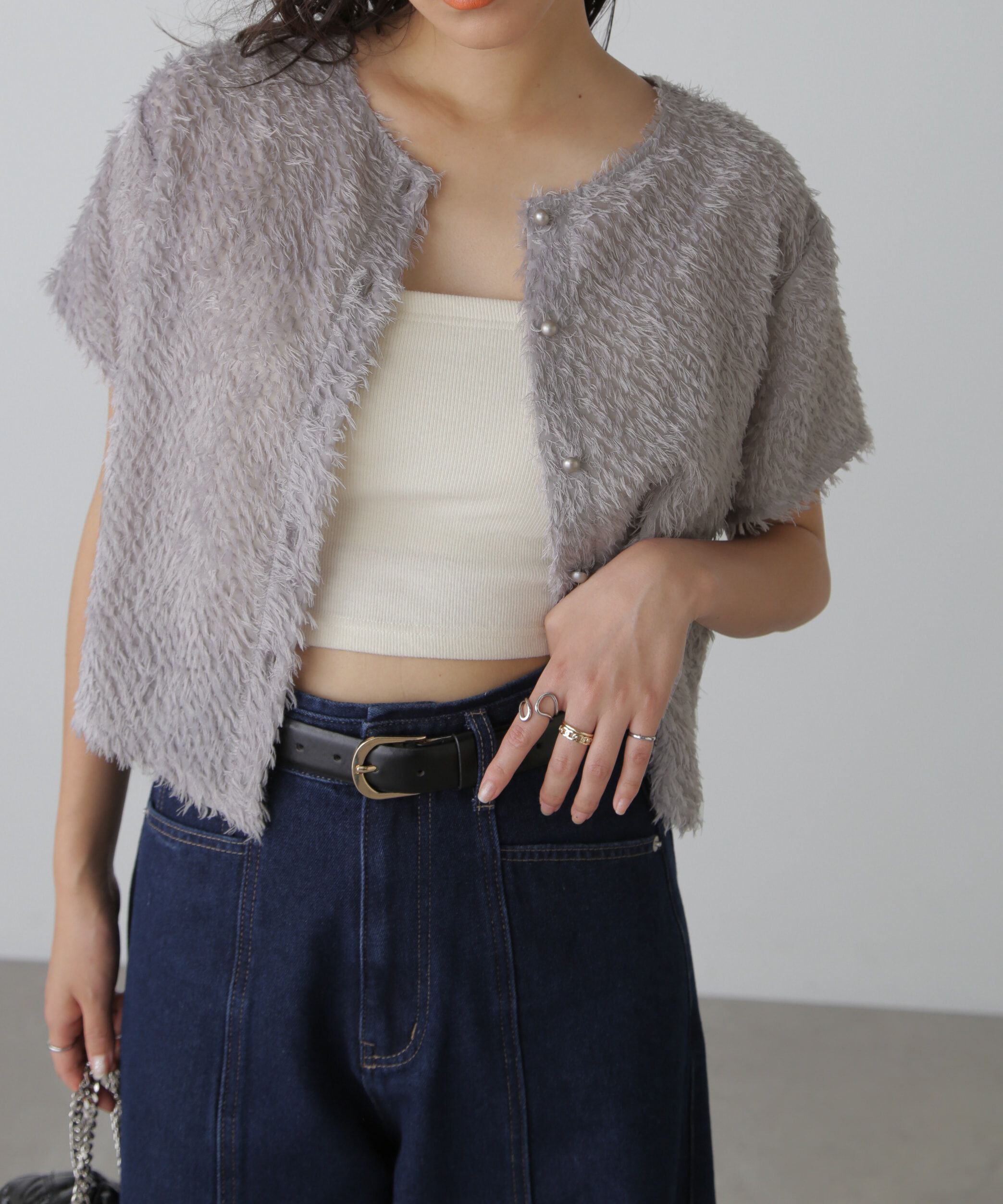  「フロントボタンカットジャガードブラウス」|シャツ・ブラウス|