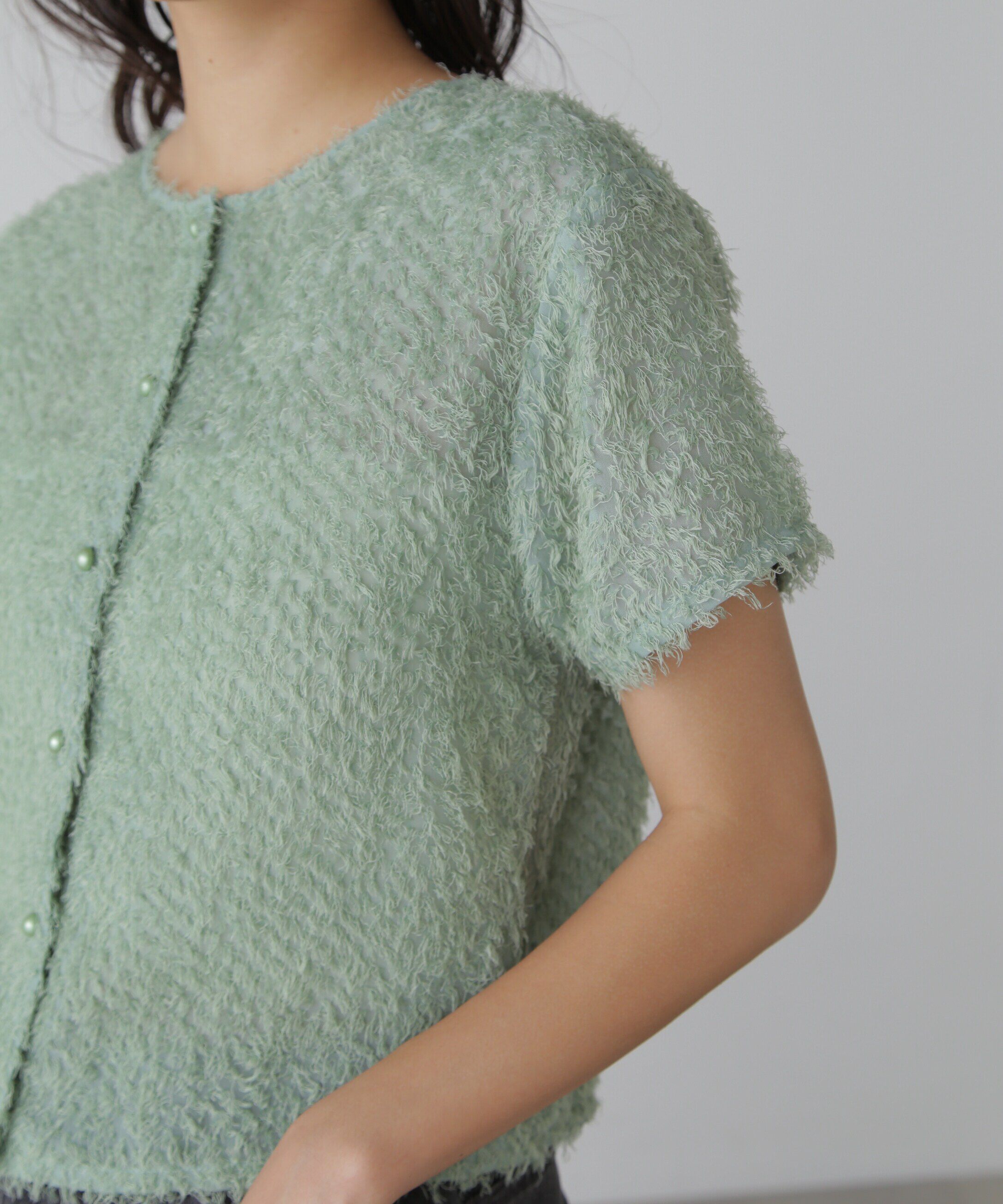  「フロントボタンカットジャガードブラウス」|シャツ・ブラウス|