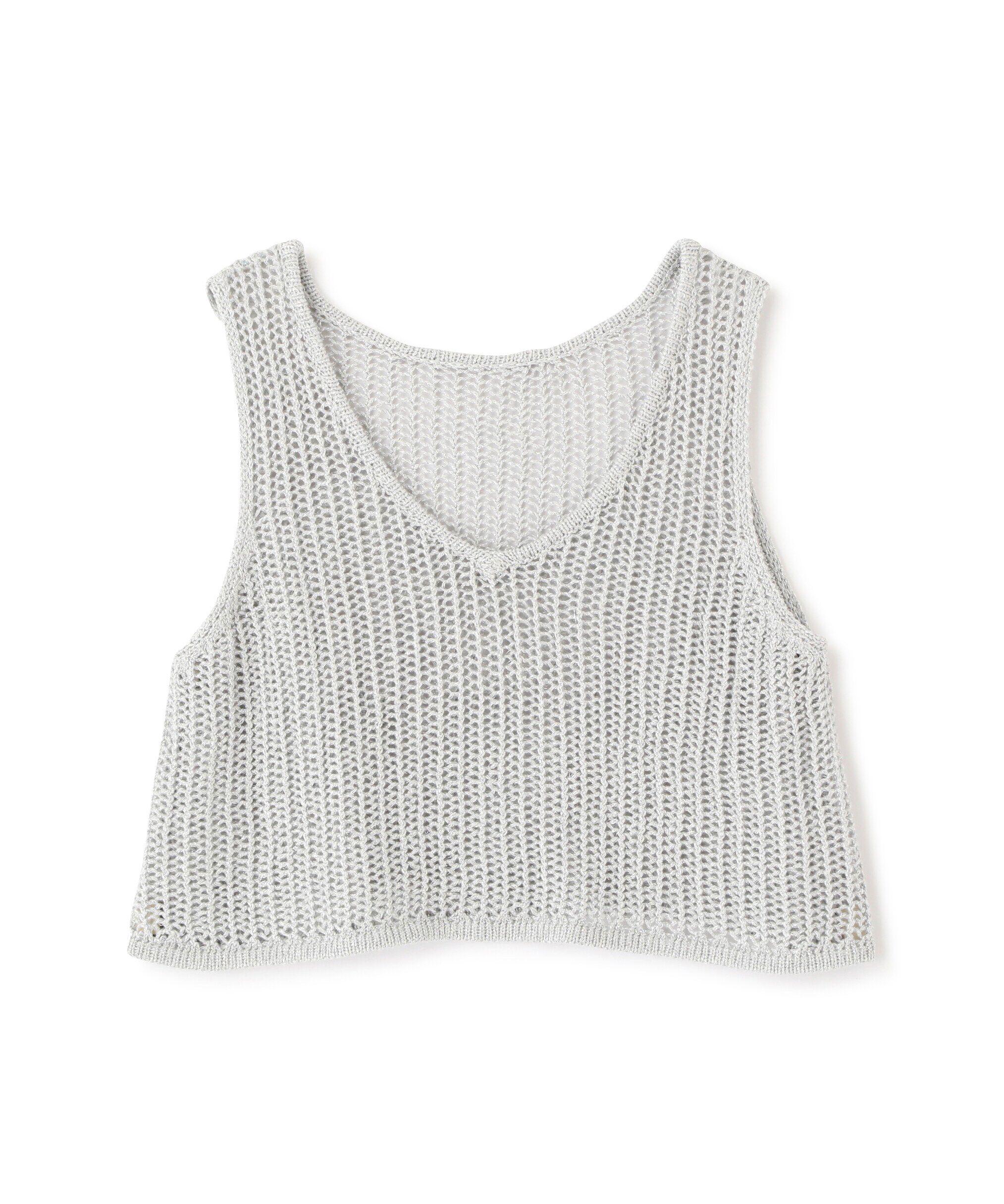  「前後2wayラメニットメッシュベスト」|ニット・セーター|