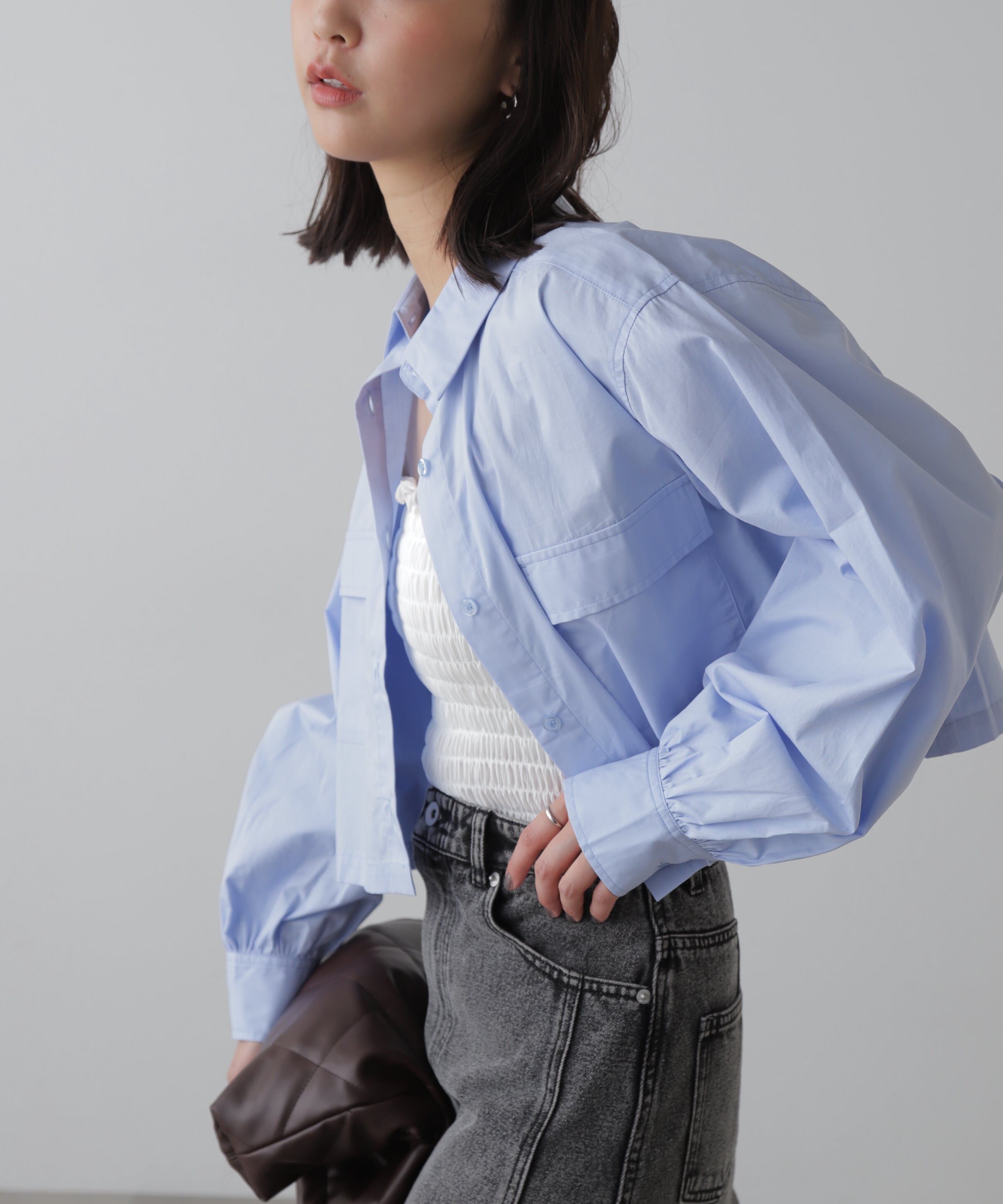  「ビッグポケットショート丈シャツ」|シャツ・ブラウス|