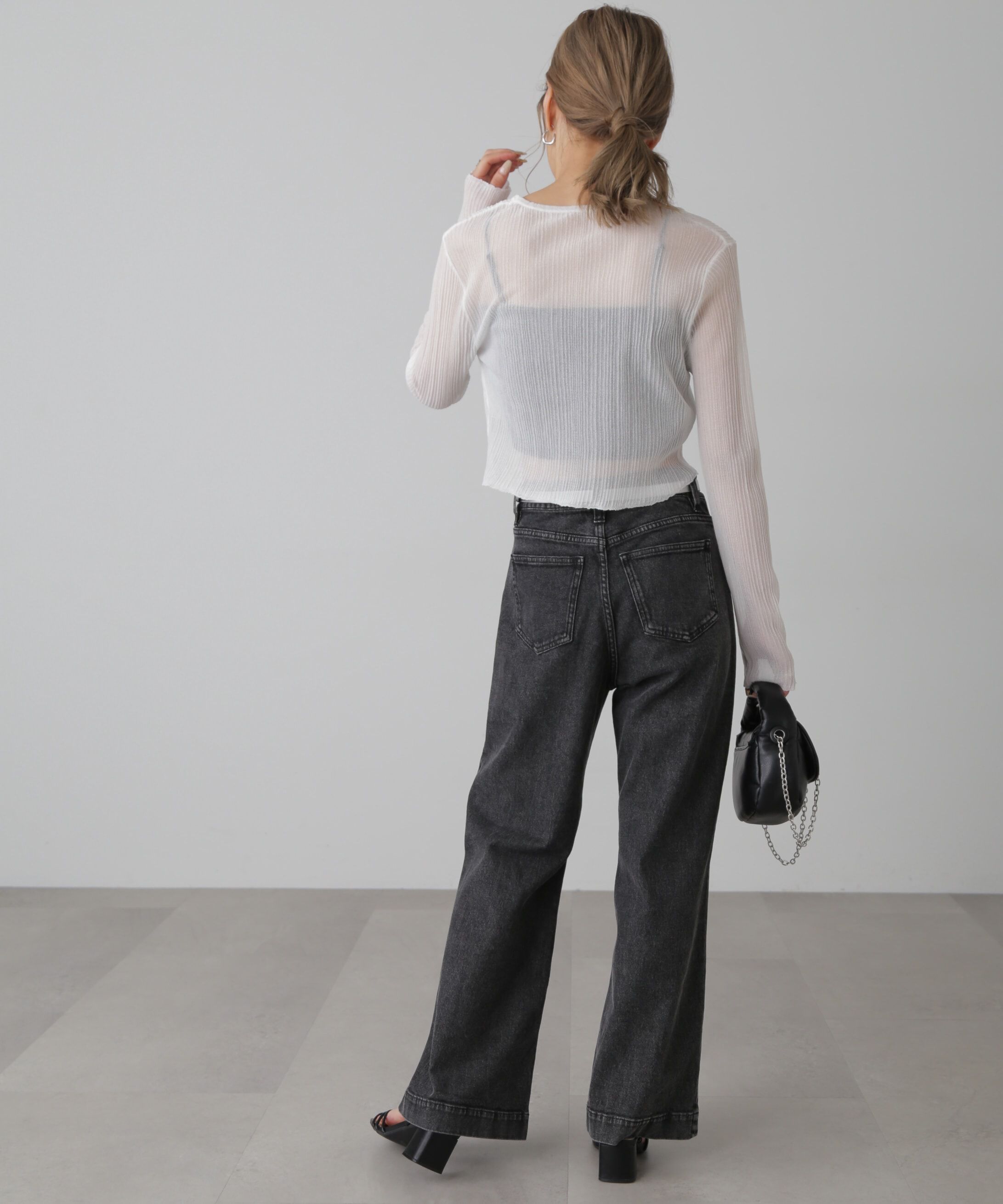  「シアーVネックコンパクトニットカーディガン」|ニット・セーター|