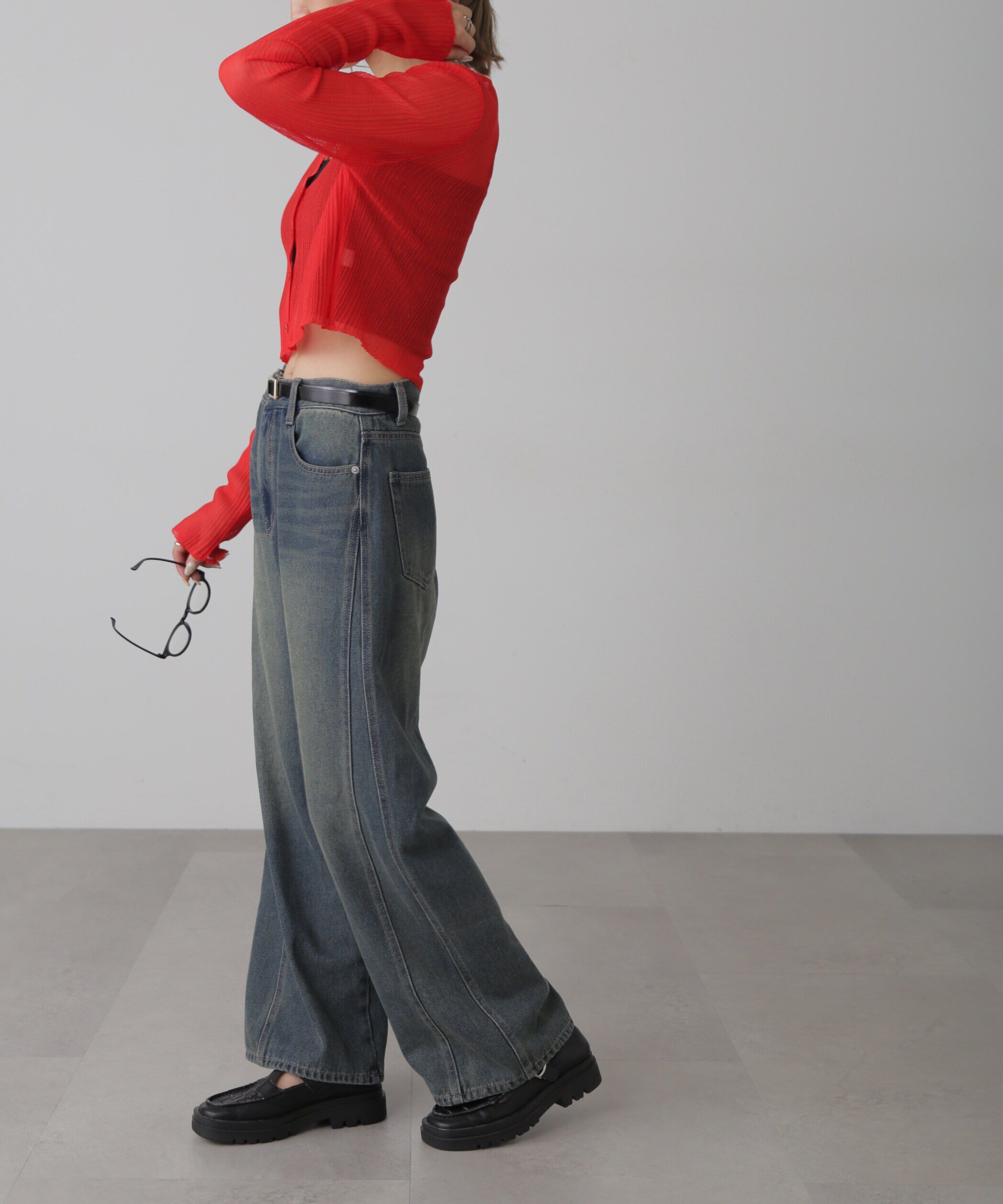  「シアーVネックコンパクトニットカーディガン」|ニット・セーター|