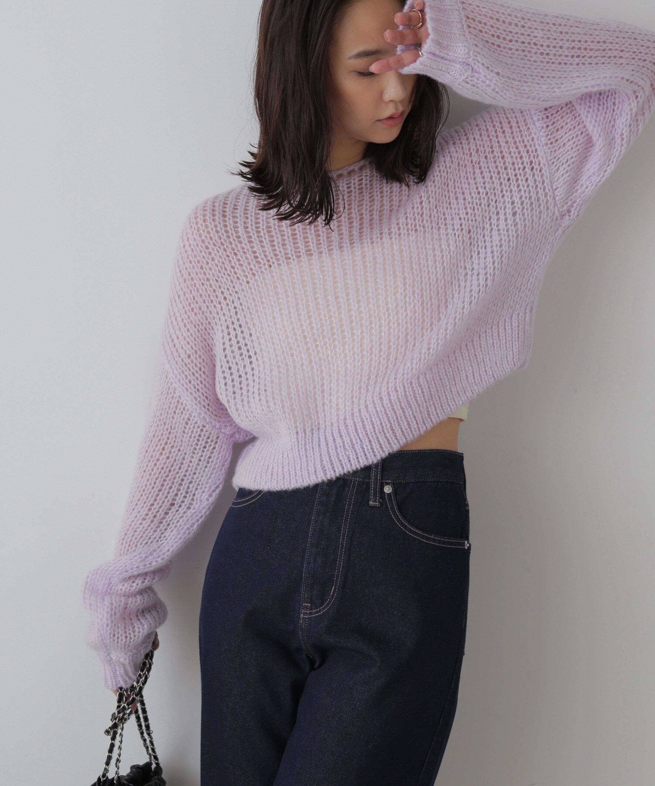  「シアーモヘヤライクニット」|ニット・セーター|パープル