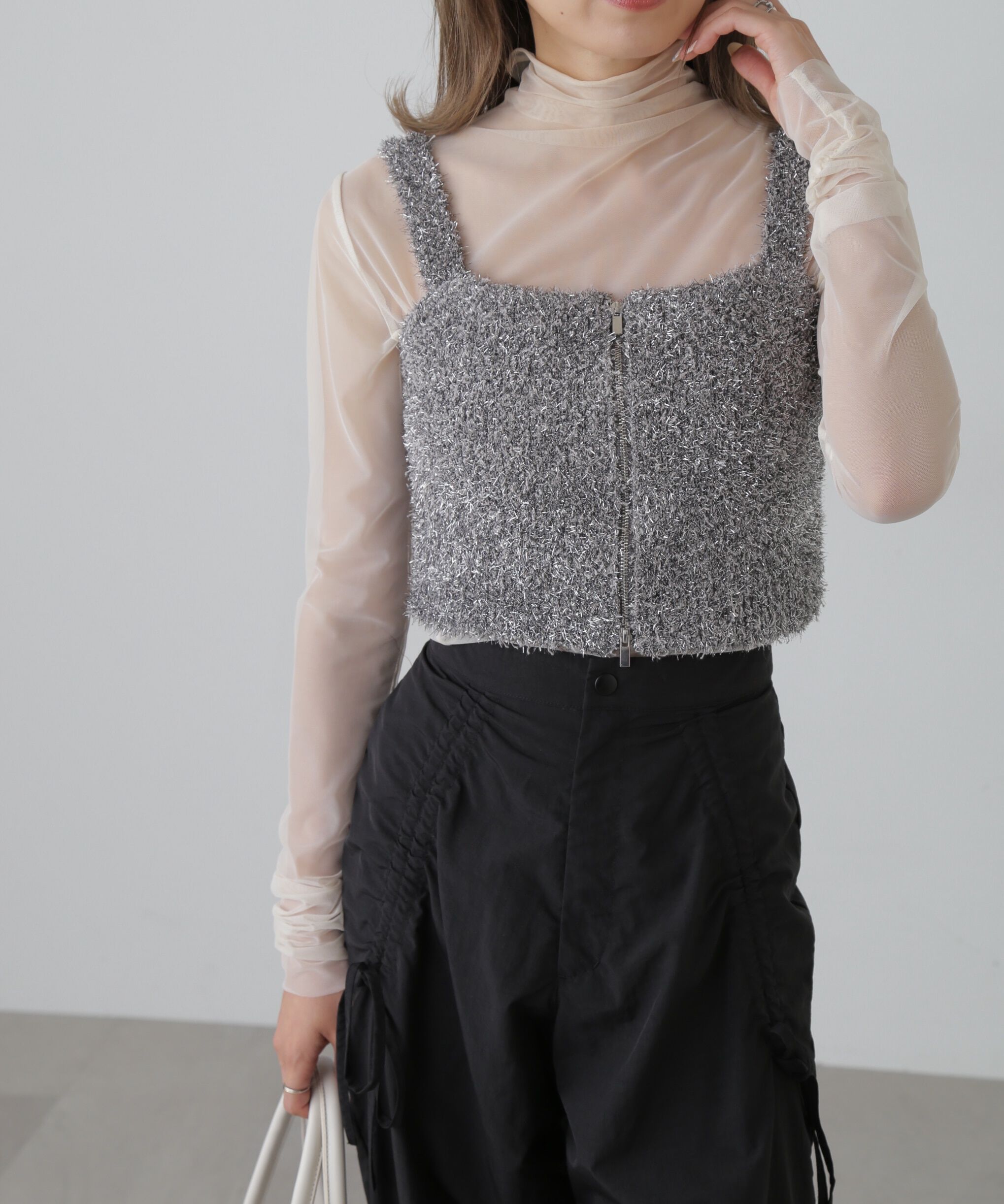  「シャギーラメニットビスチェ」|ニット・セーター|