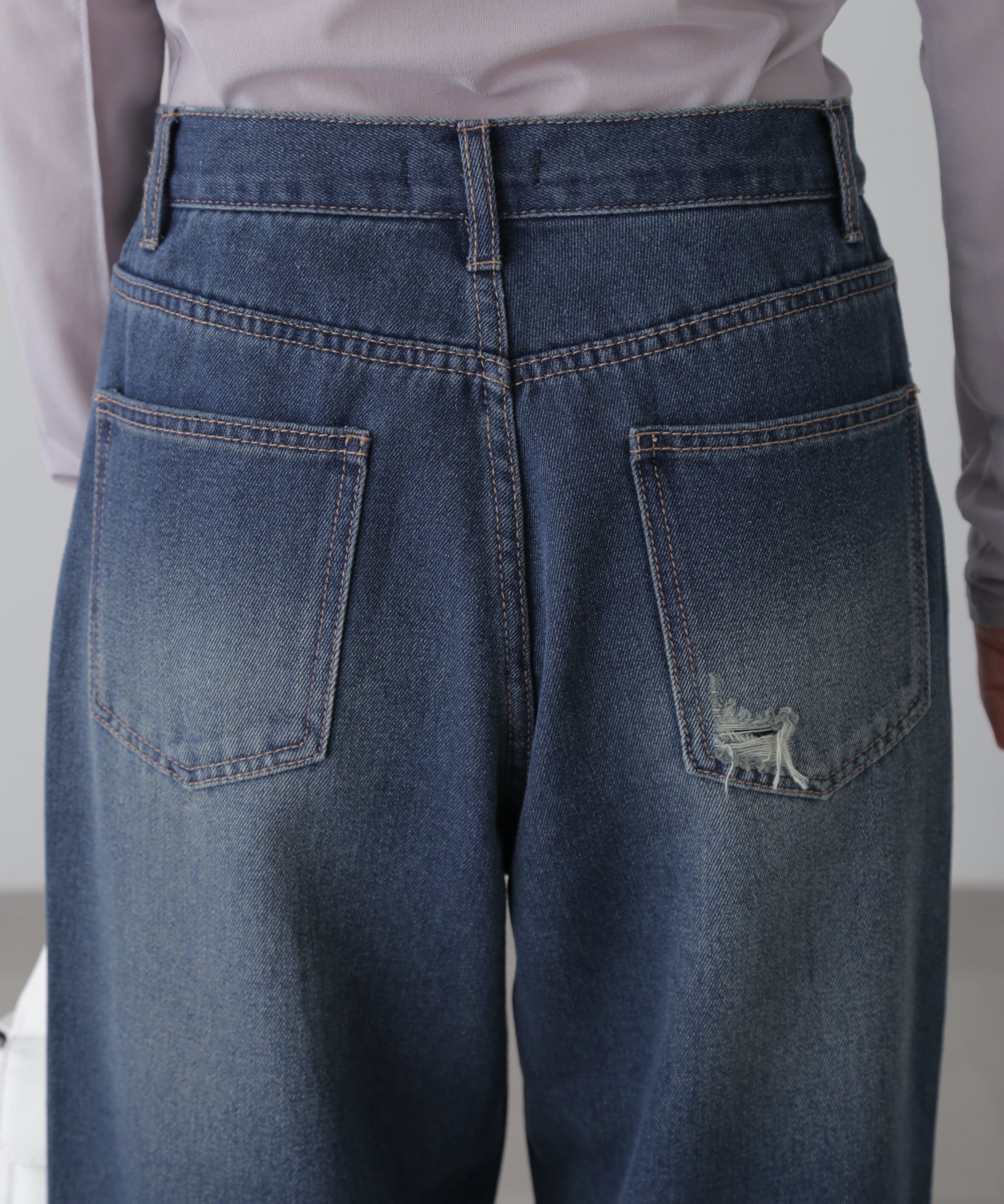  「ストレートワイドクラッシュデニムパンツ」|その他|