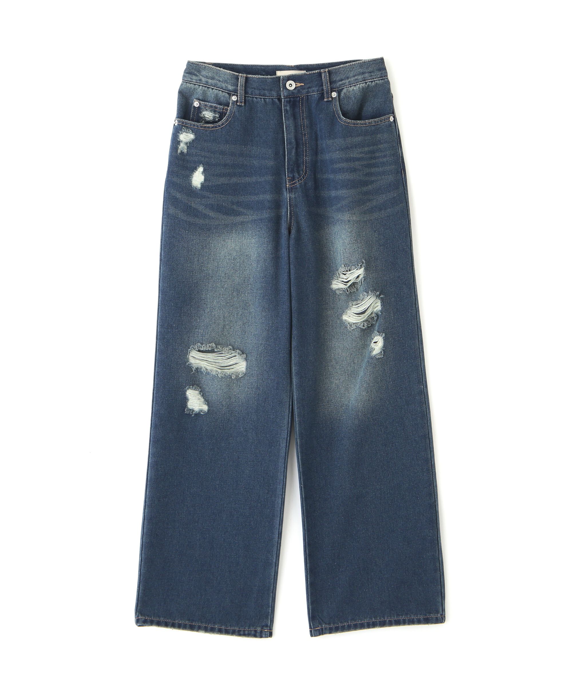  「ストレートワイドクラッシュデニムパンツ」|その他|