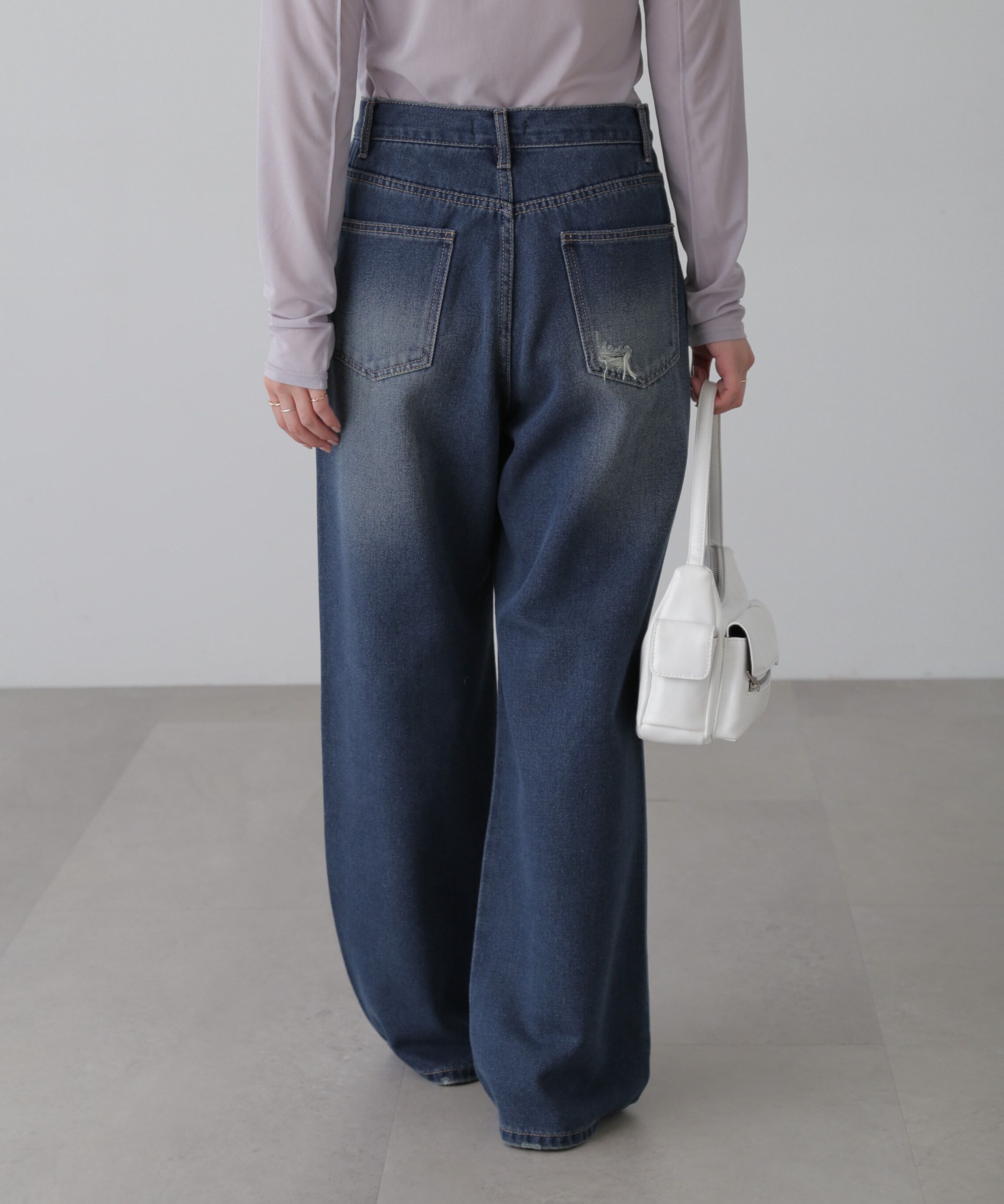  「ストレートワイドクラッシュデニムパンツ」|その他|