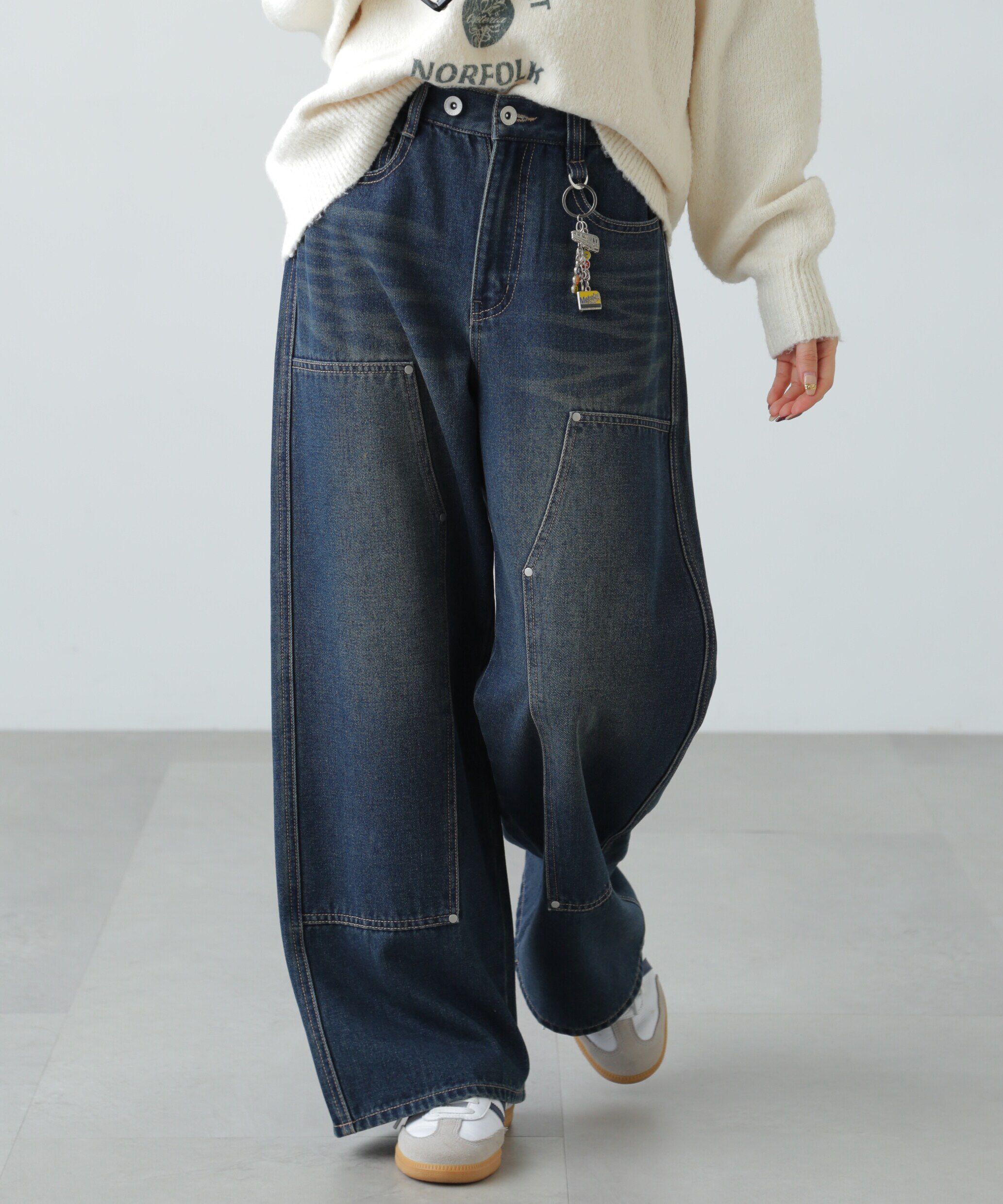  「ダブルニーワイドデニムパンツ」|その他|