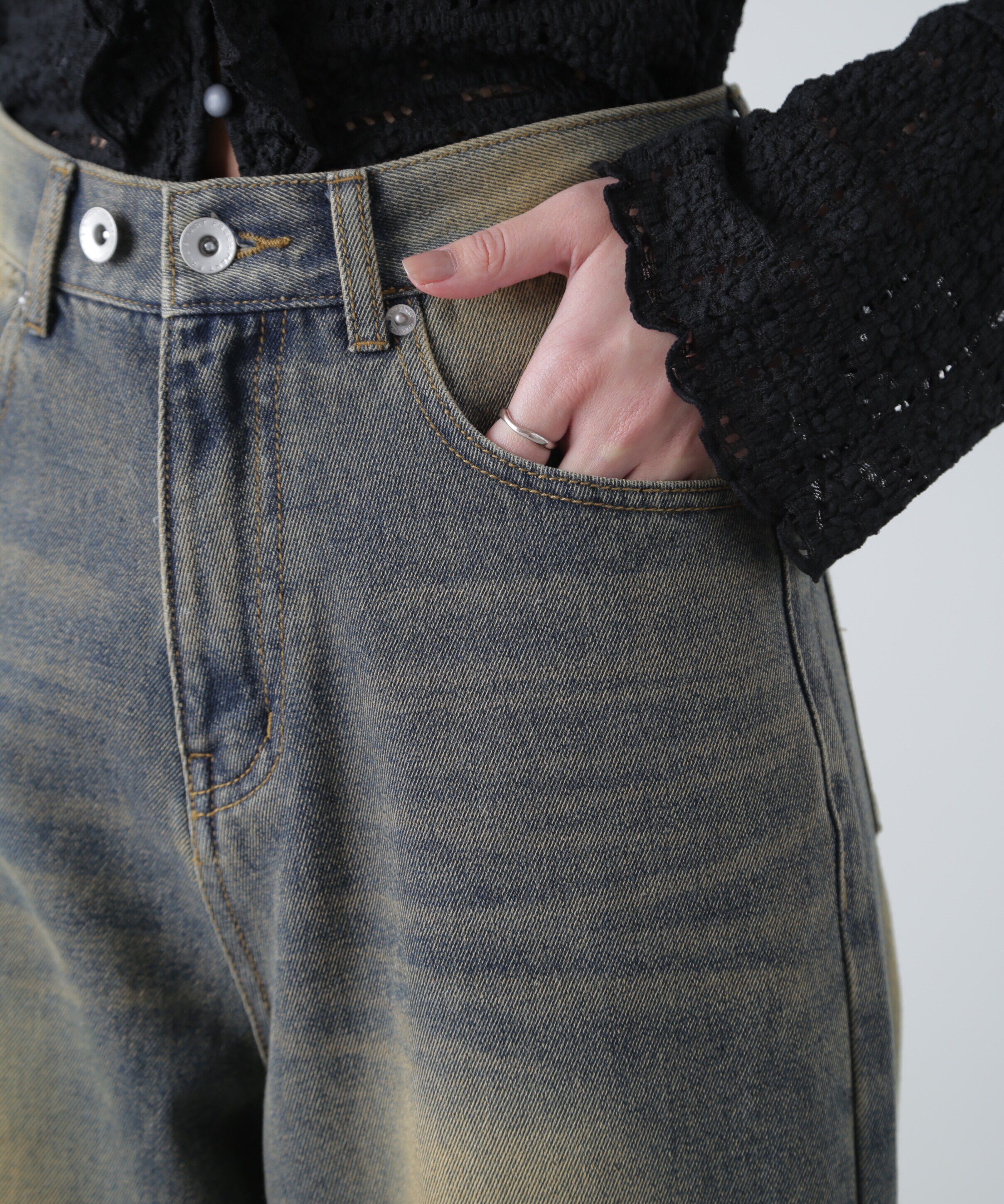  「ブラストオーバーダイワイドストレートデニムパンツ」|その他|