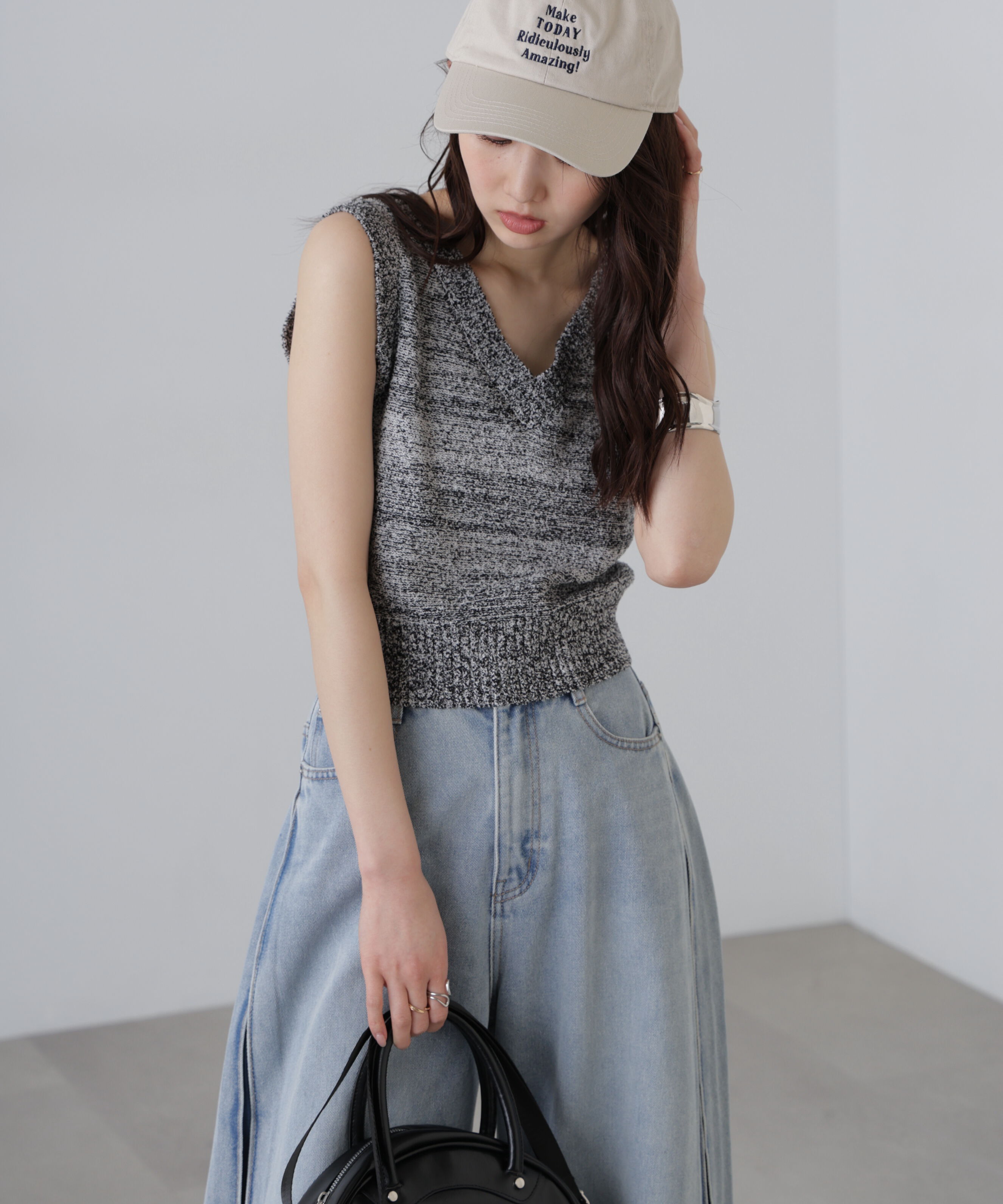  「前後２ＷＡＹショートベスト」|ニット・セーター|