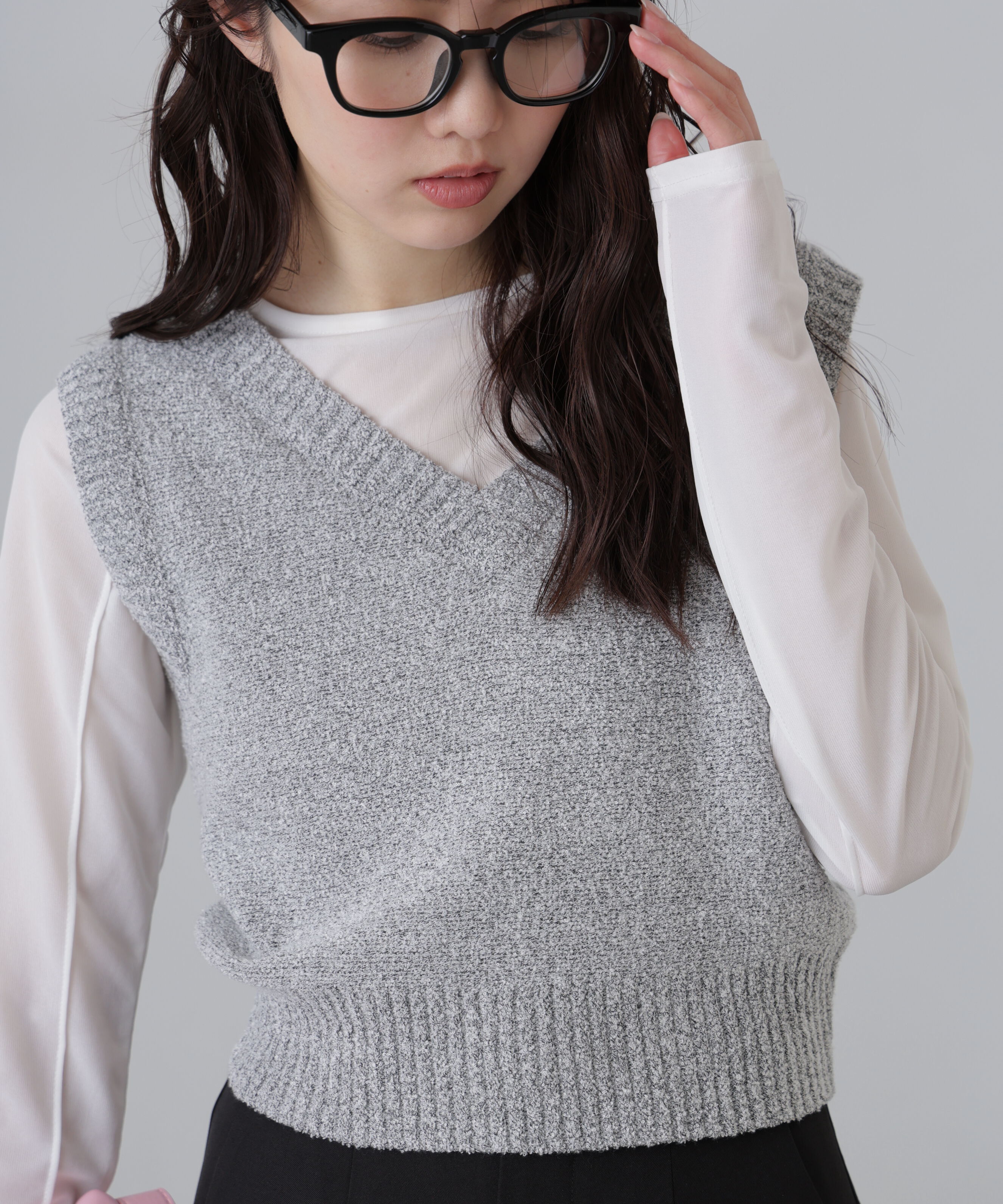  「前後２ＷＡＹショートベスト」|ニット・セーター|