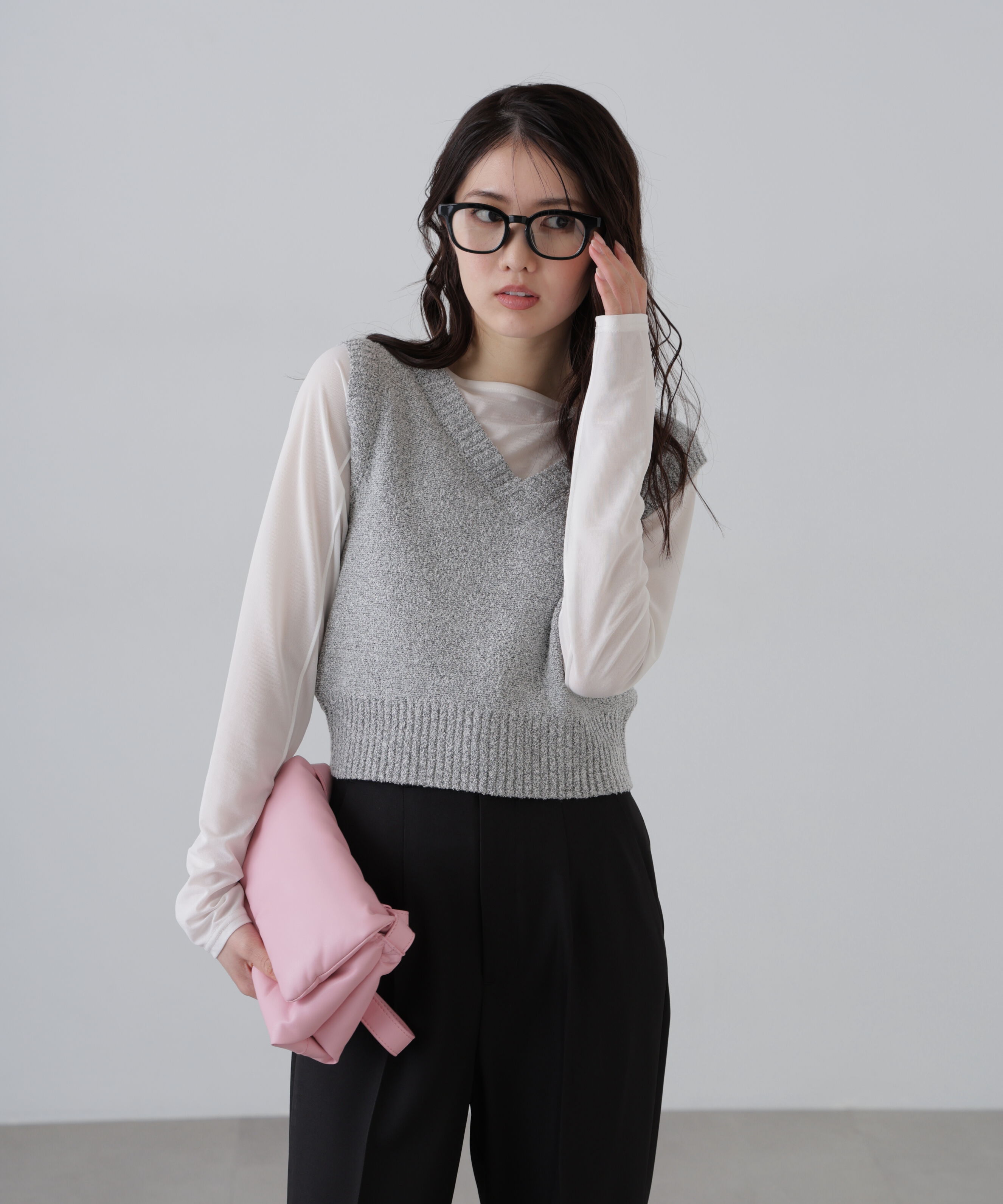  「前後２ＷＡＹショートベスト」|ニット・セーター|