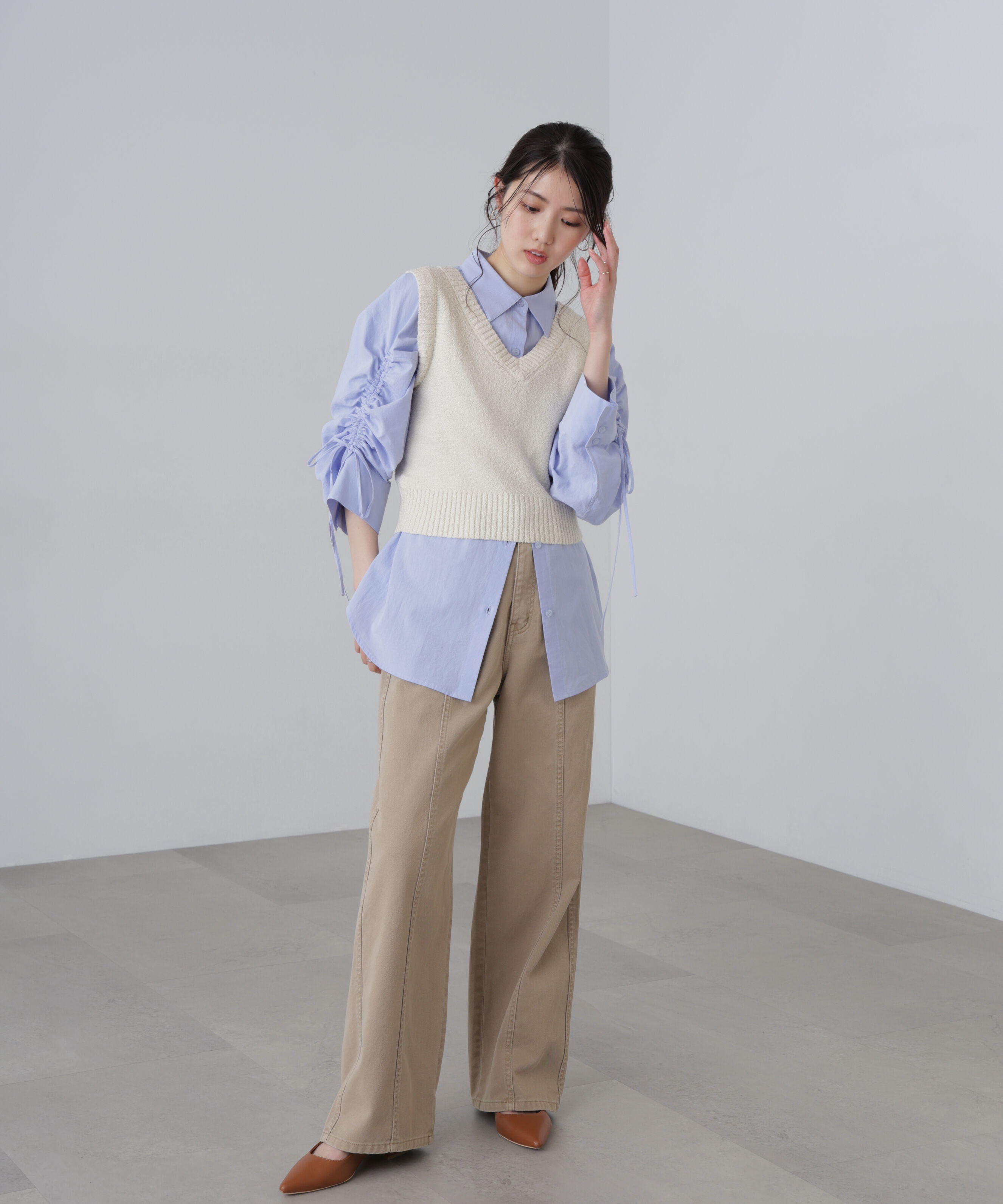  「前後２ＷＡＹショートベスト」|ニット・セーター|