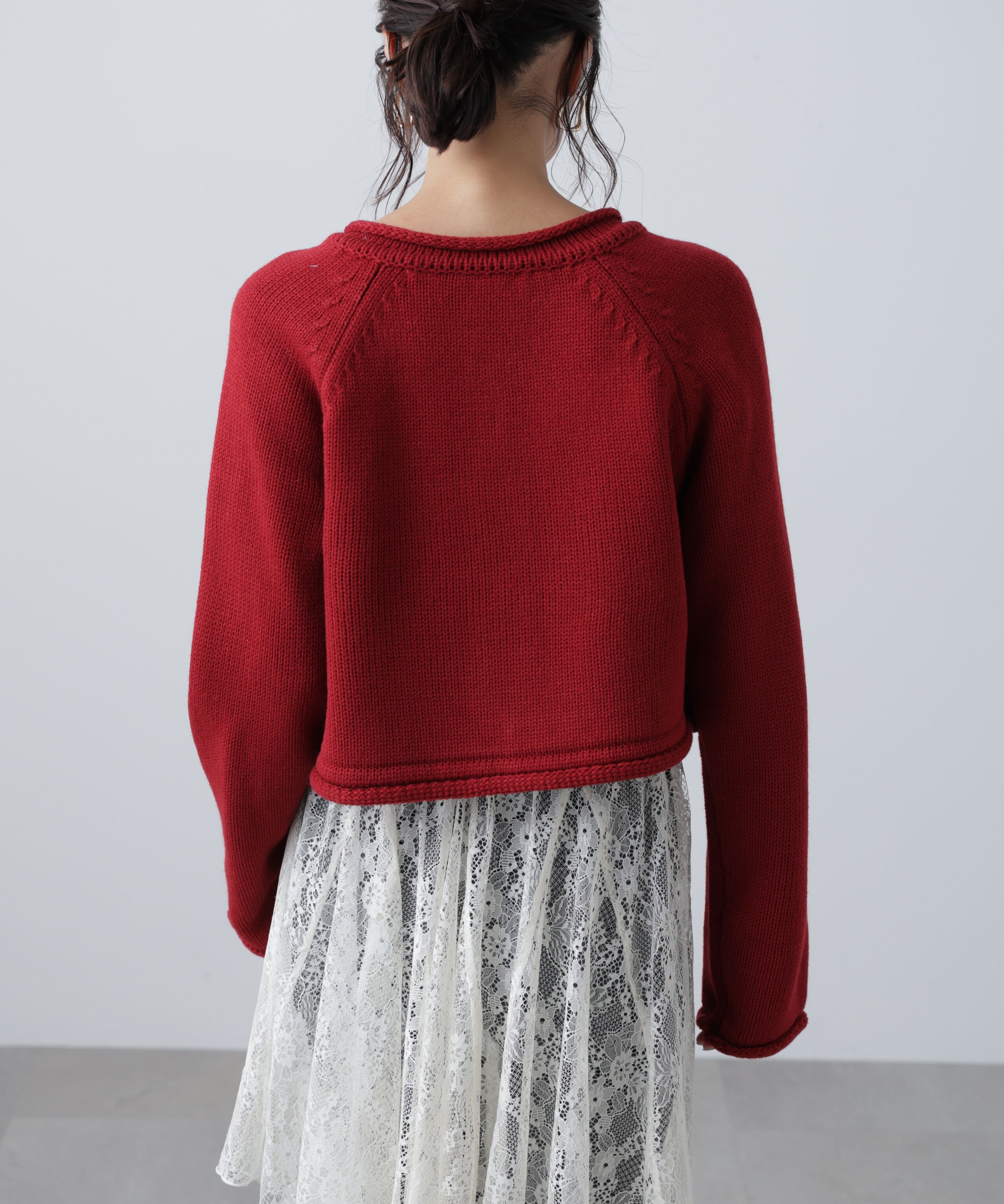  「ロールアップ短丈ジップカーディガン」|ニット・セーター|