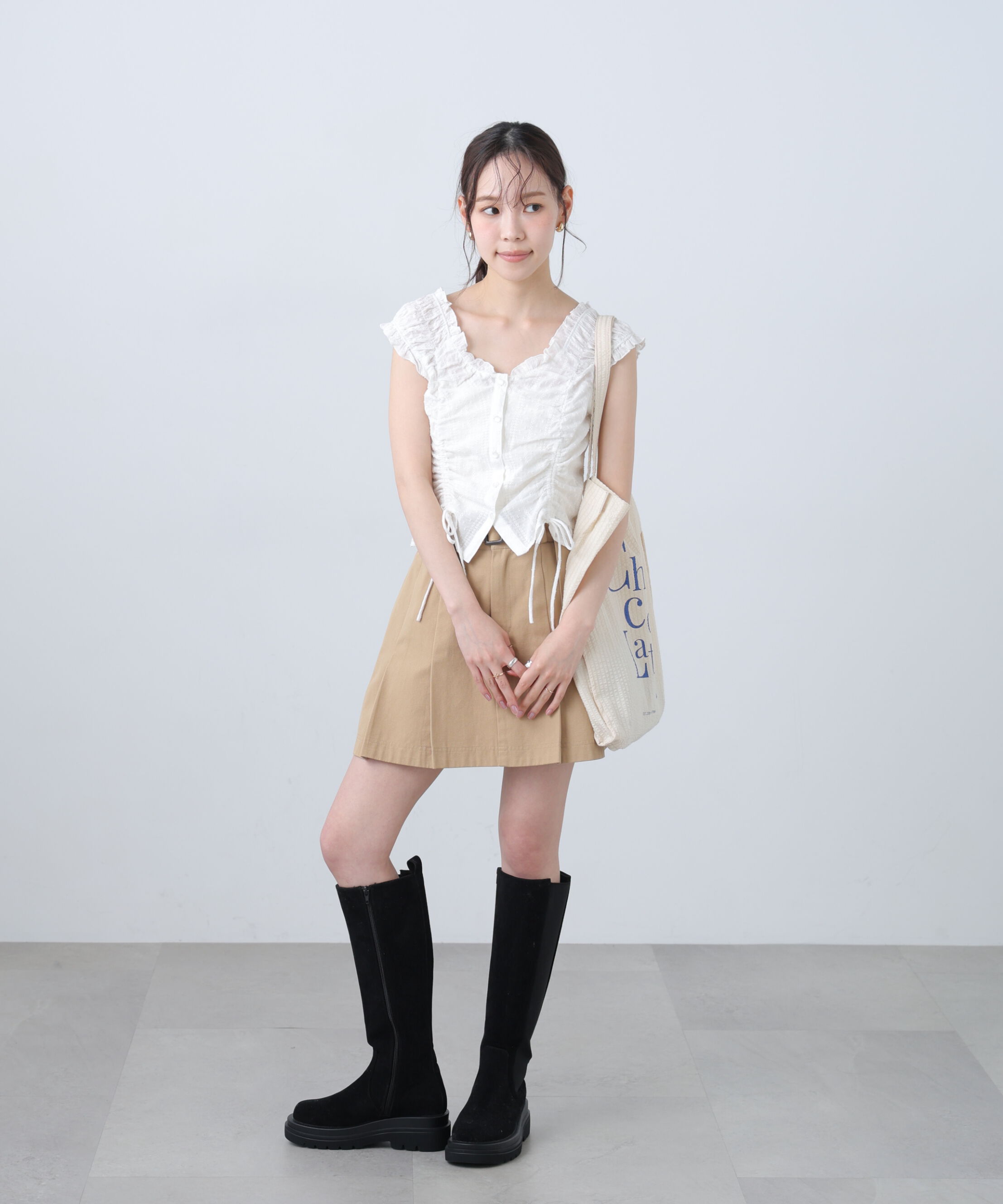  「ドロストリボンフレンチブラウス」|シャツ・ブラウス|