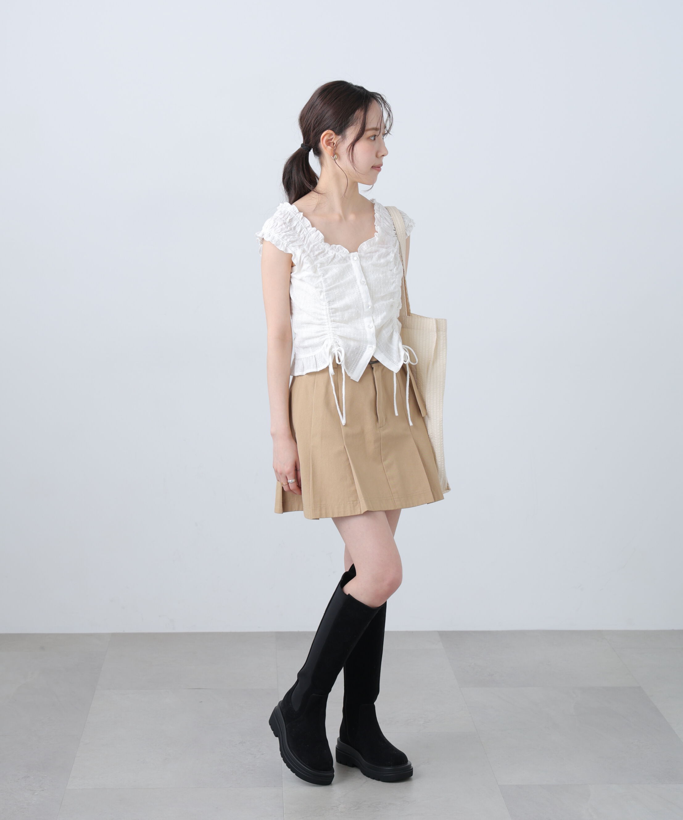  「ドロストリボンフレンチブラウス」|シャツ・ブラウス|
