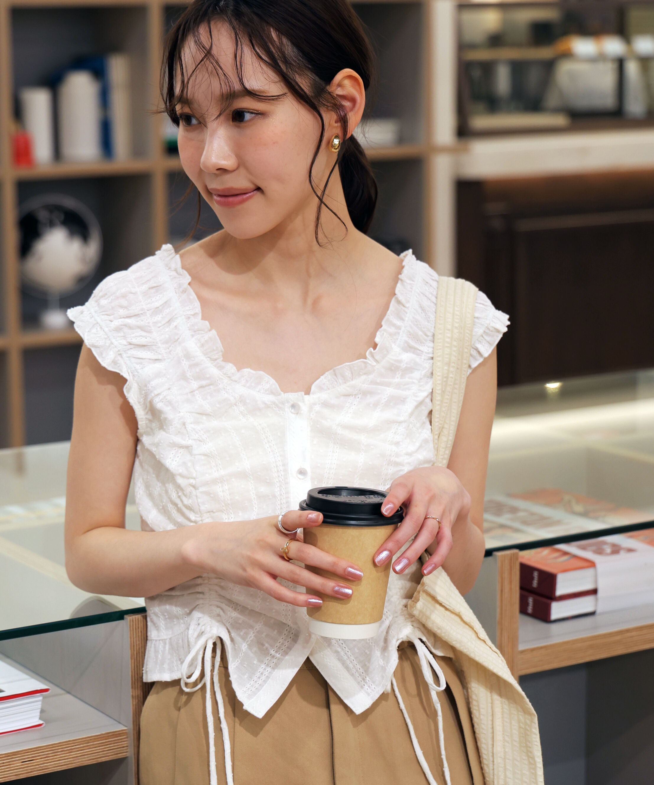  「ドロストリボンフレンチブラウス」|シャツ・ブラウス|