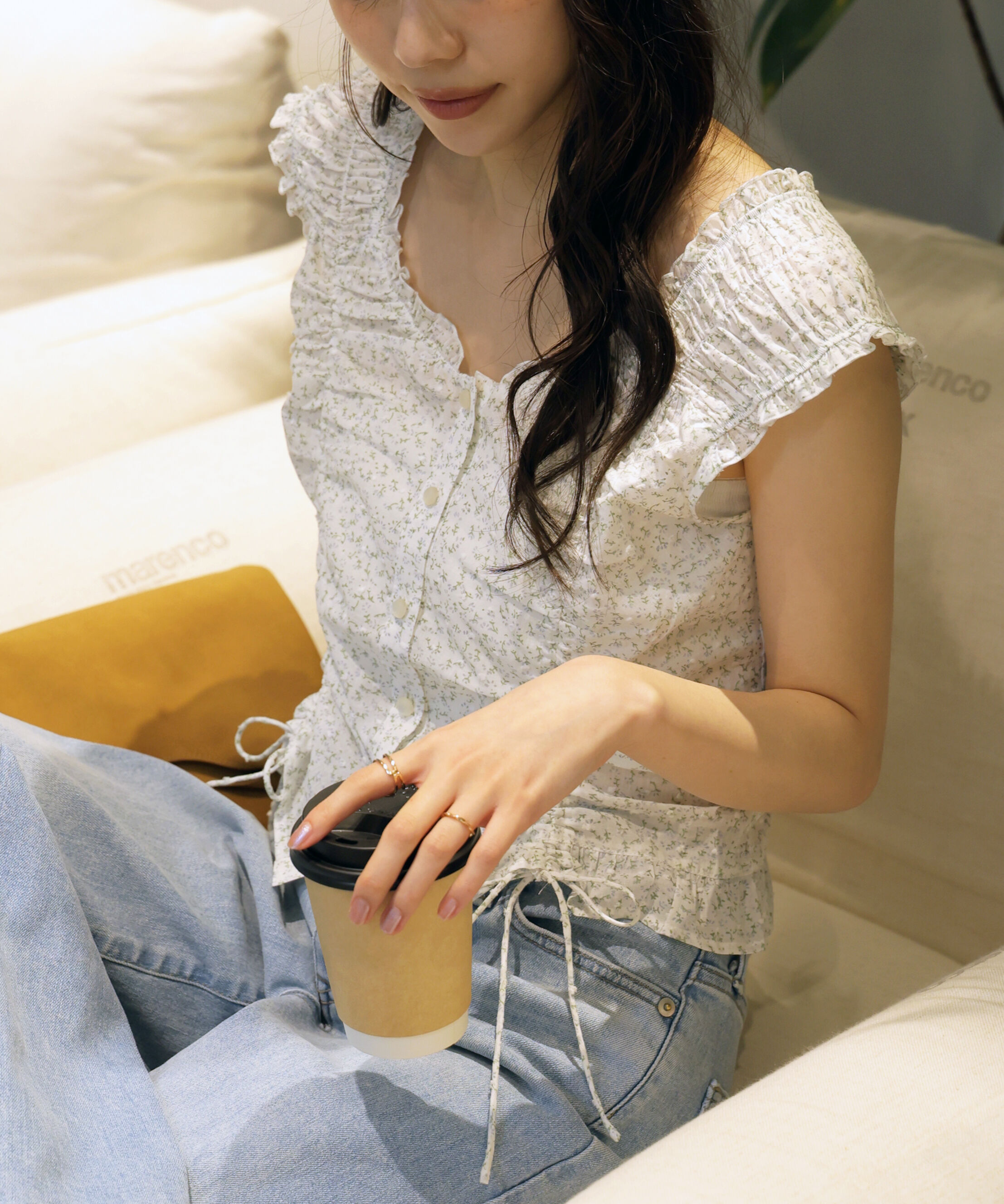  「ドロストリボンフレンチブラウス」|シャツ・ブラウス|