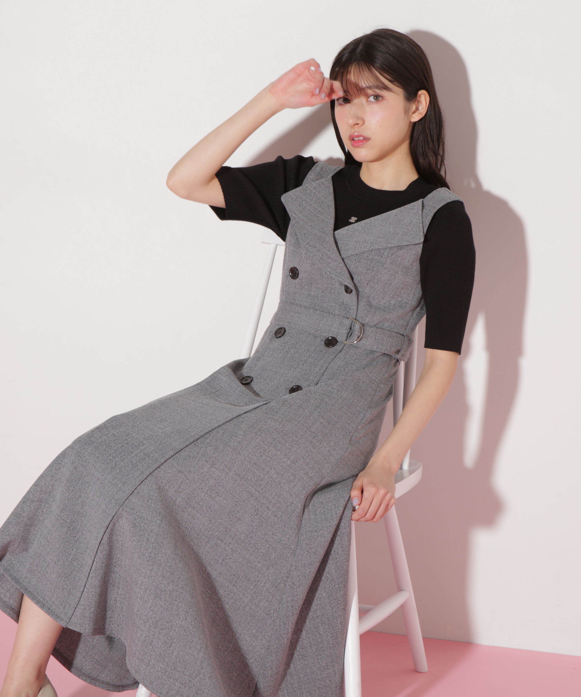  「トレンチディティールジャンスカ」|ワンピース|グレー1