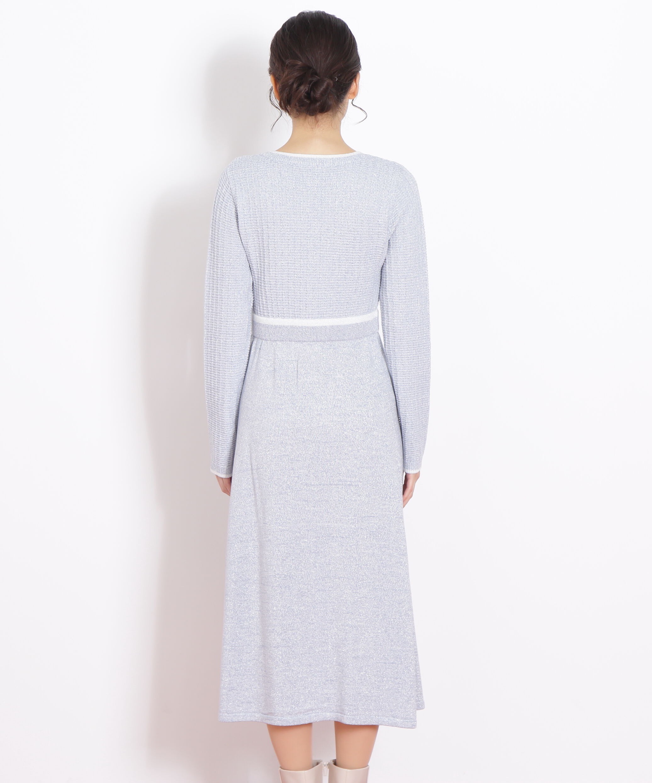  「ラメツイード配色ニットワンピース」|ワンピース|