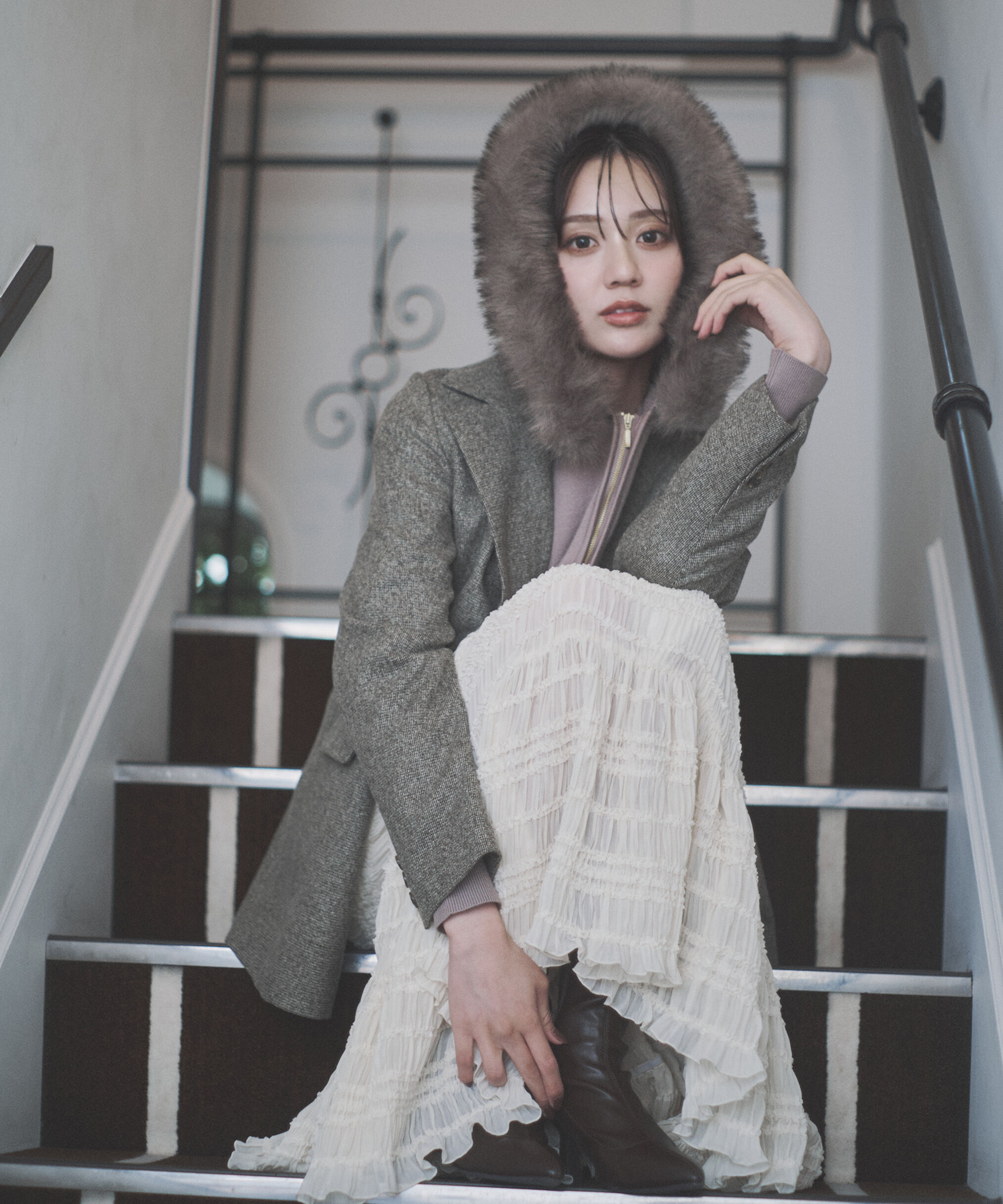 PROPORTION BODY DRESSING「エコファー付きニットパーカー 25AW」|ニット・セーター|