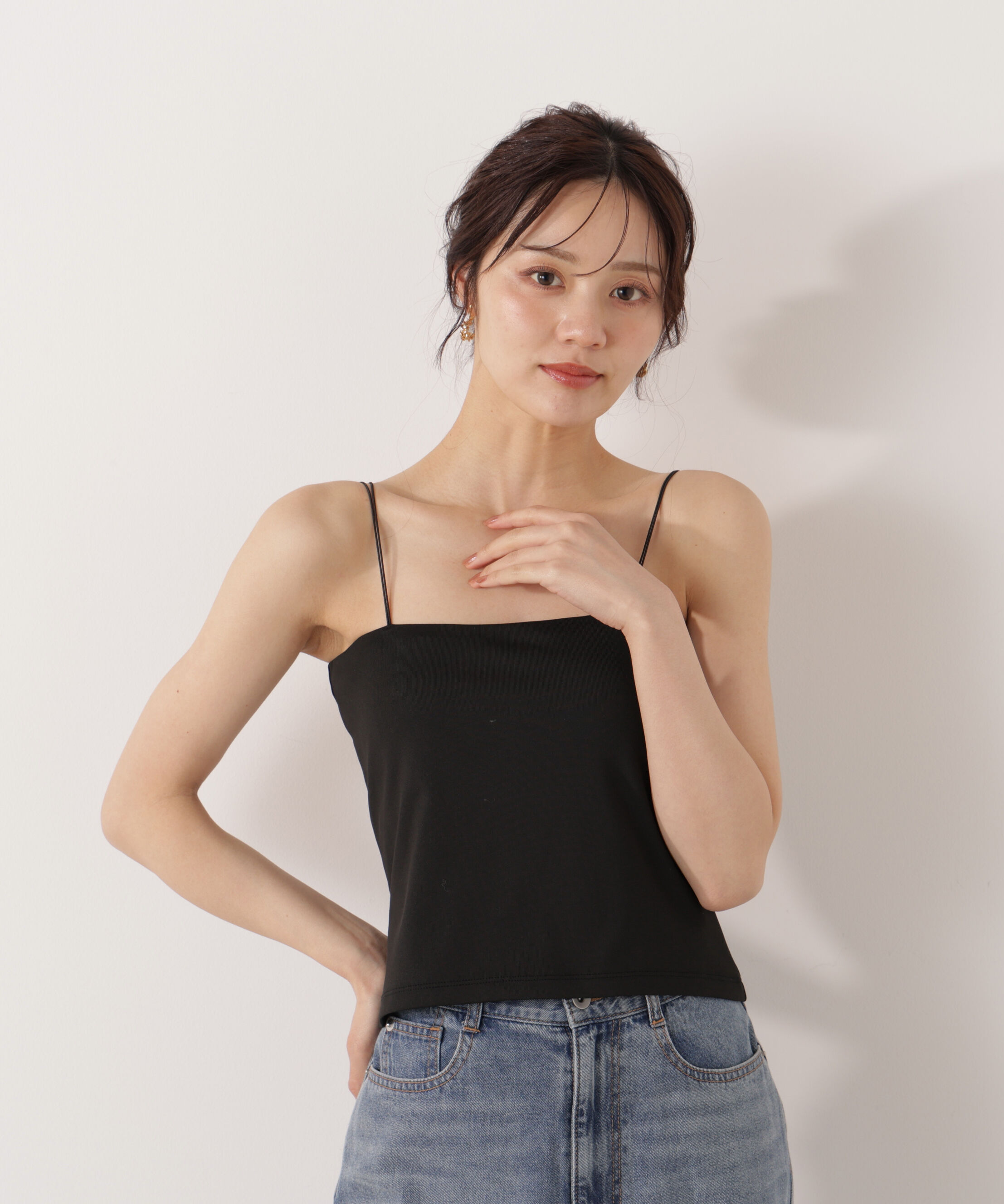 PROPORTION BODY DRESSING「カップ付キャミソール　26SS」|Tシャツ・カットソー|ブラック