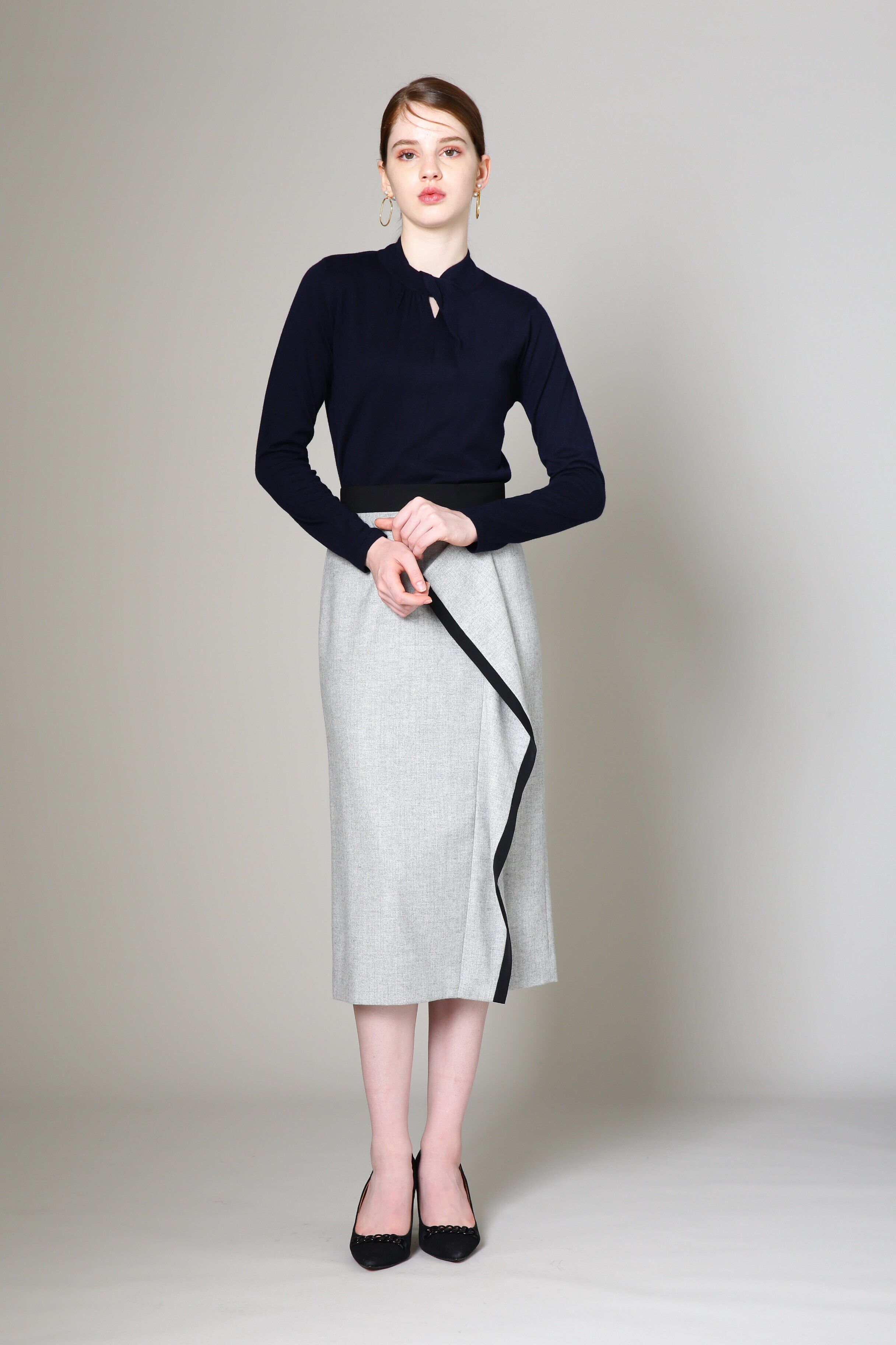  「◆タックネックニットプルオーバー」|ニット・セーター|