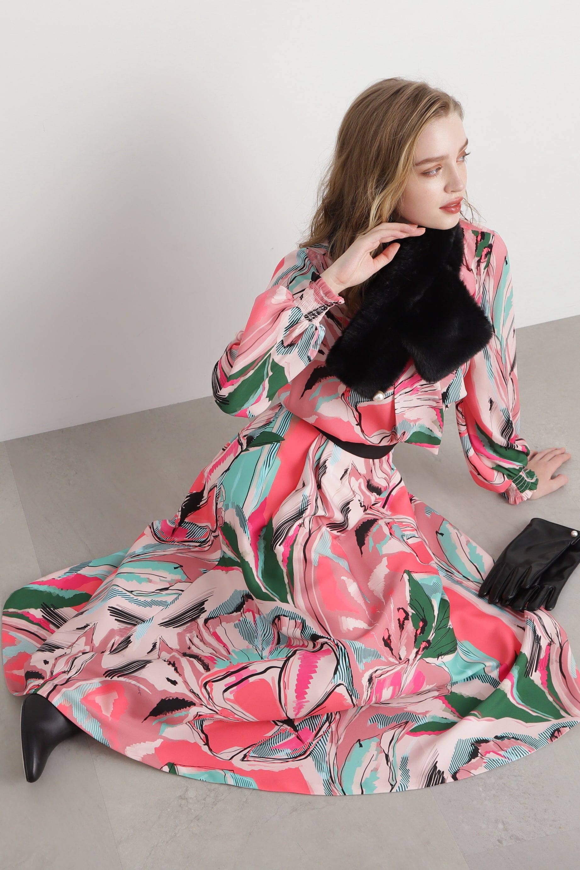  「◆アートフラワープリントスカート」|スカート|