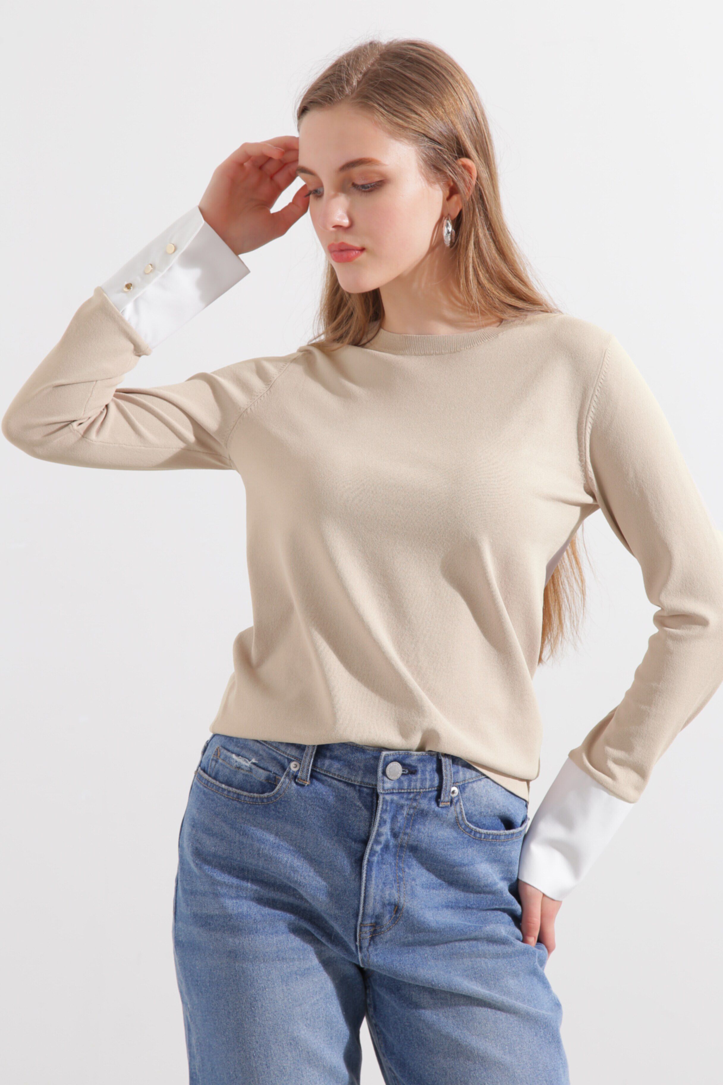  「◆カフスニットプルオーバー」|ニット・セーター|ベージュ