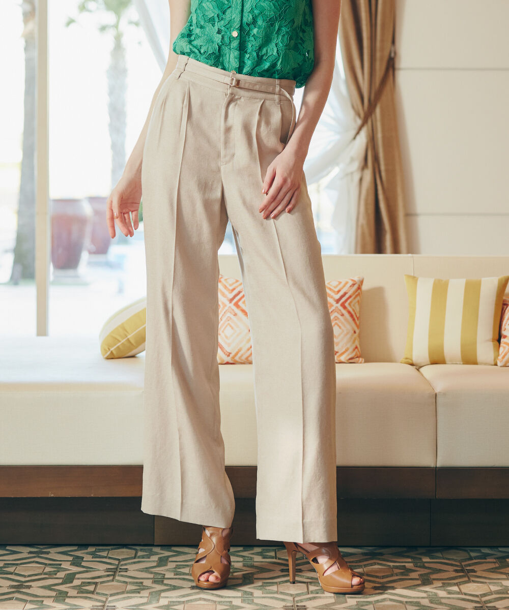  「◆スリムベルト付きワイドパンツ」|その他|トープ1