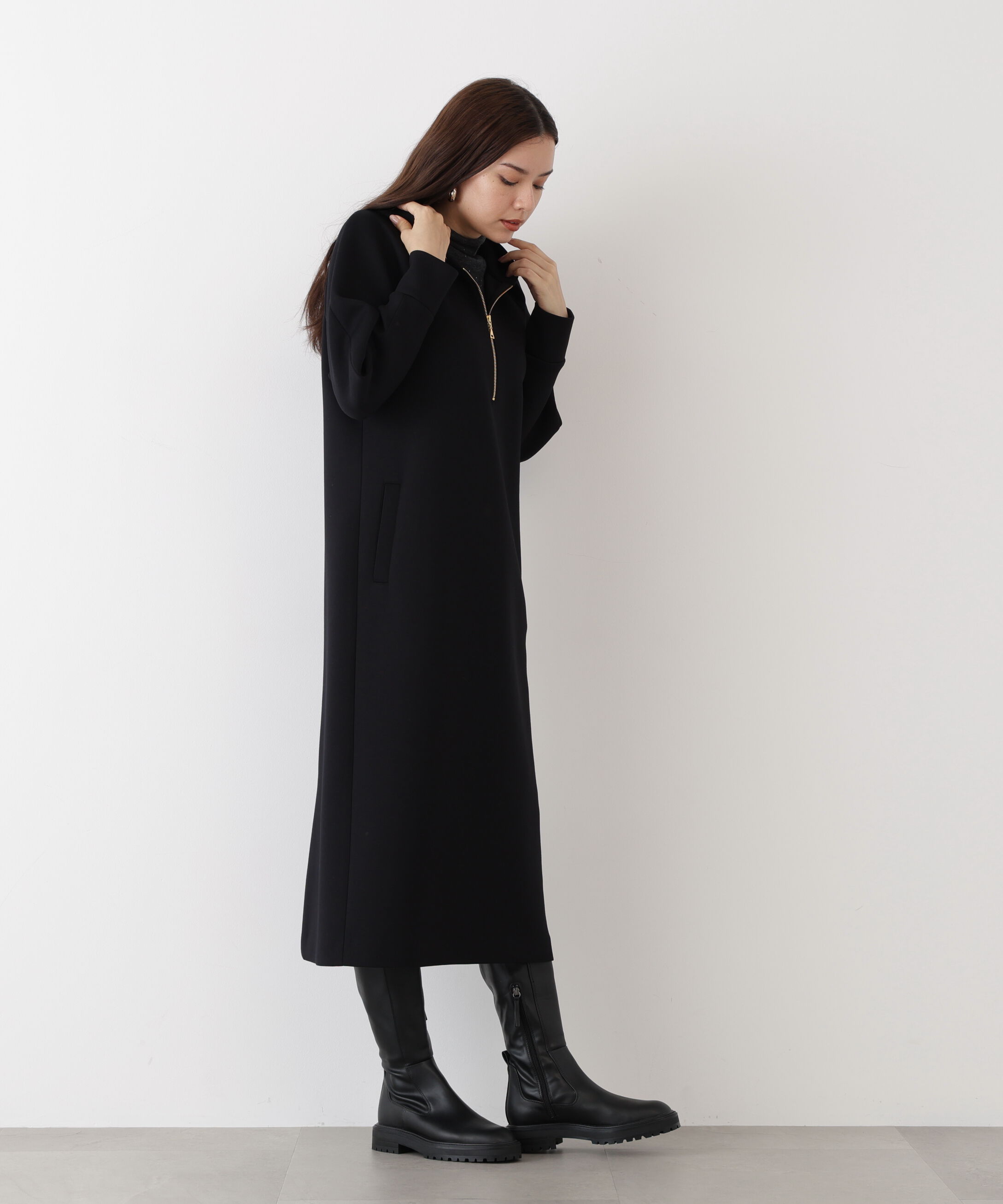  「◆タックスリーブフーディワンピース」|ワンピース|