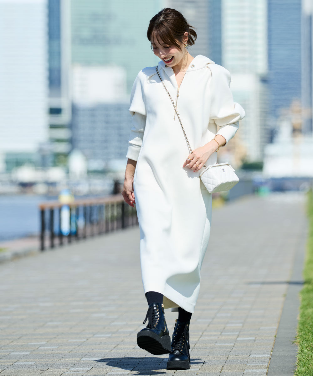  「◆タックスリーブフーディワンピース」|ワンピース|