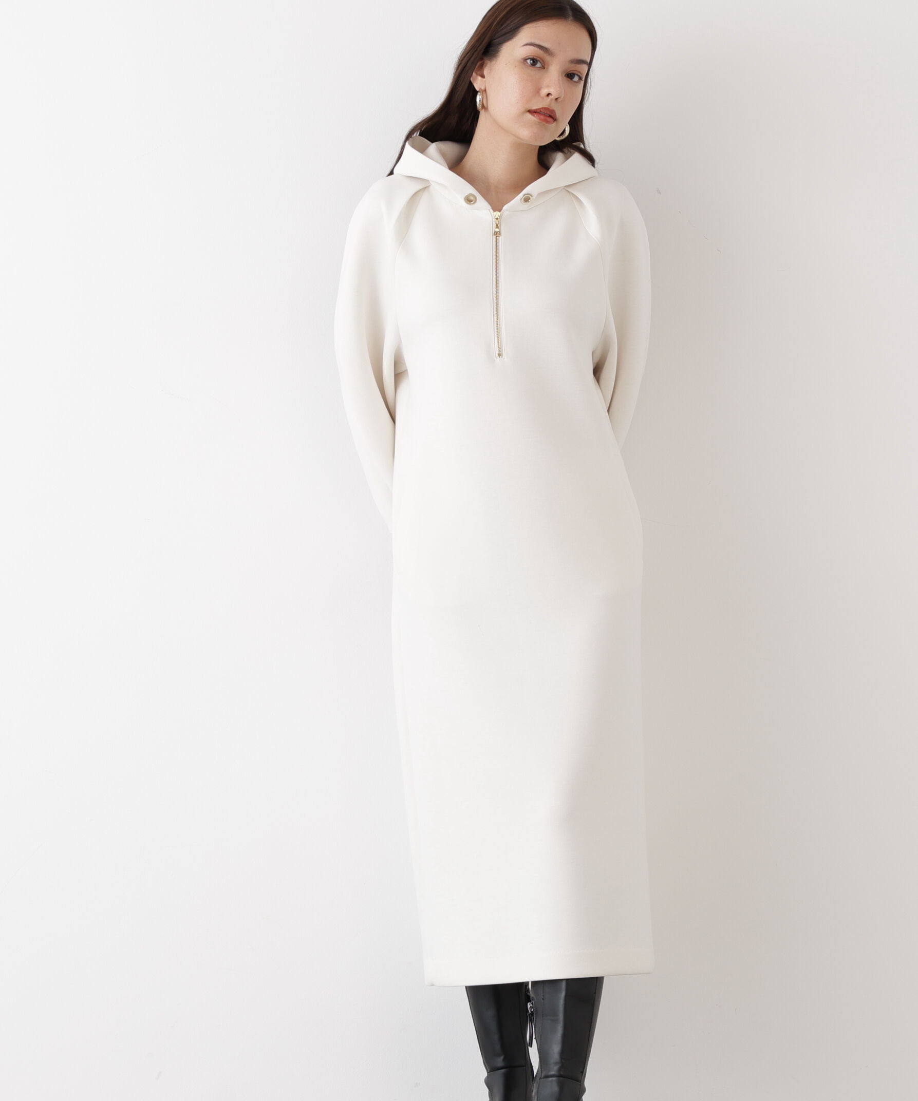  「◆タックスリーブフーディワンピース」|ワンピース|