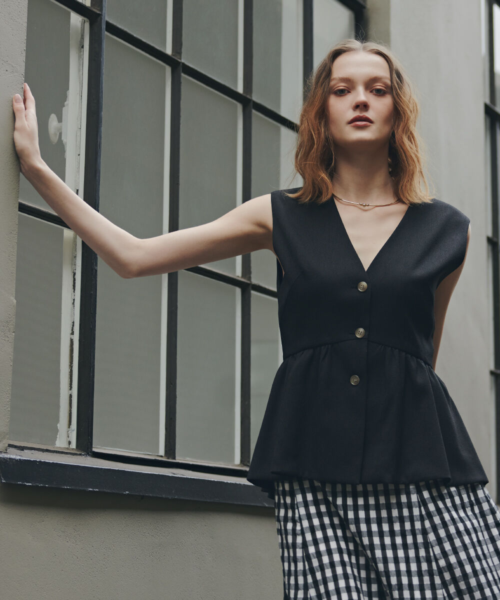  「［美香さん着用］スラブ調ペプラムブラウス」|シャツ・ブラウス|