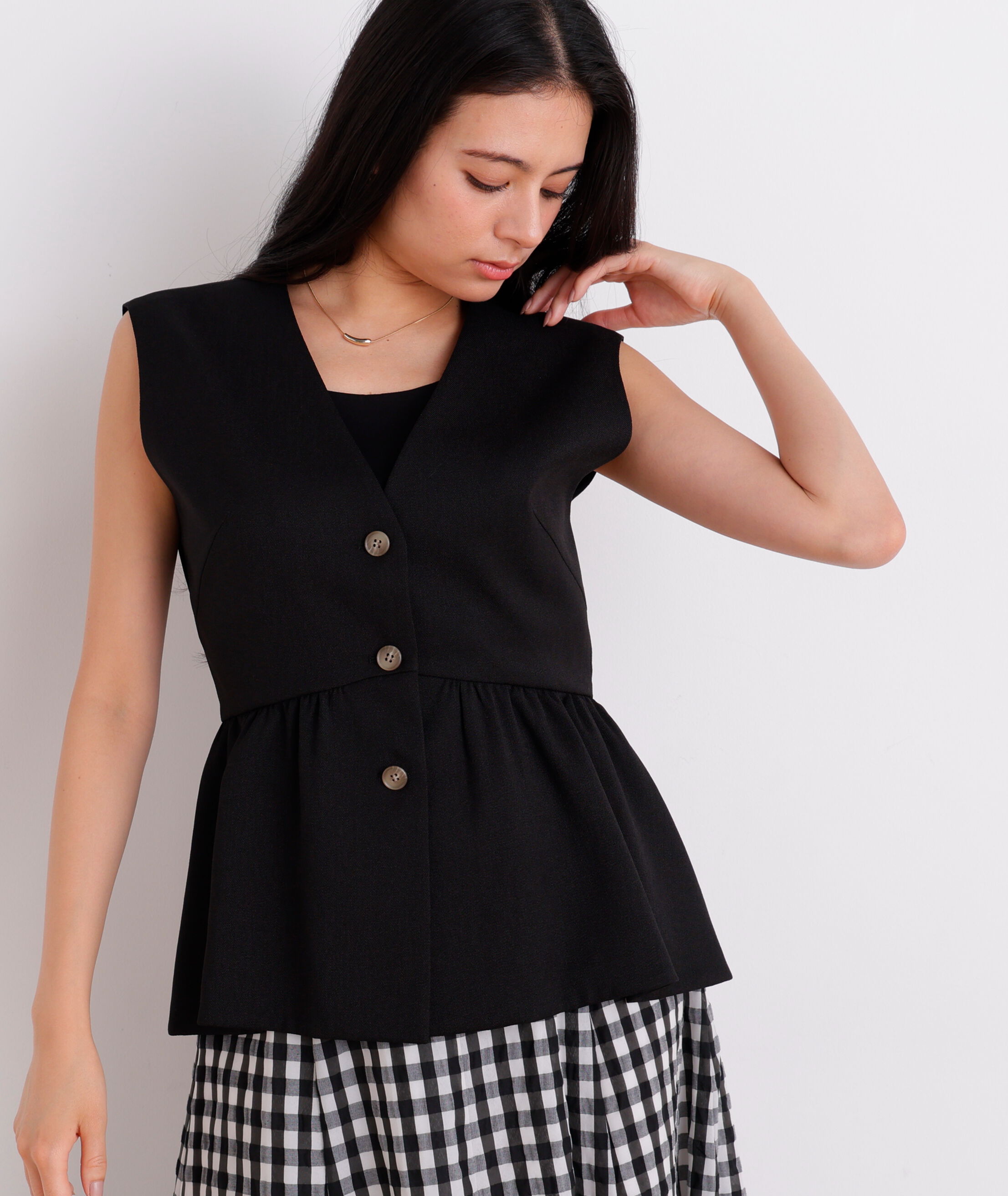  「［美香さん着用］スラブ調ペプラムブラウス」|シャツ・ブラウス|