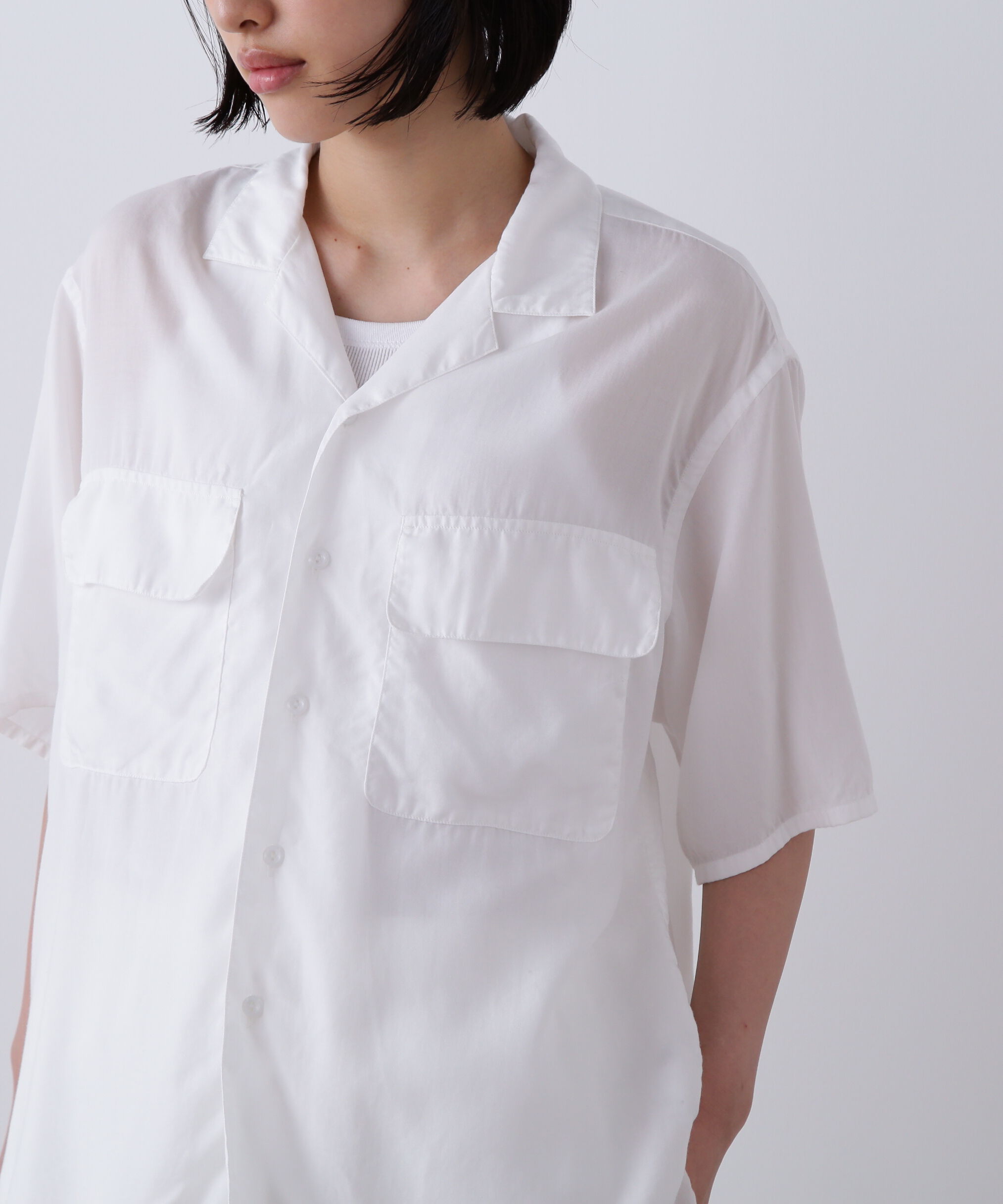 YLEVE 「Ｙ / TENCEL POPLIN OPEN COLLAR SHIRT」|シャツ・ブラウス|
