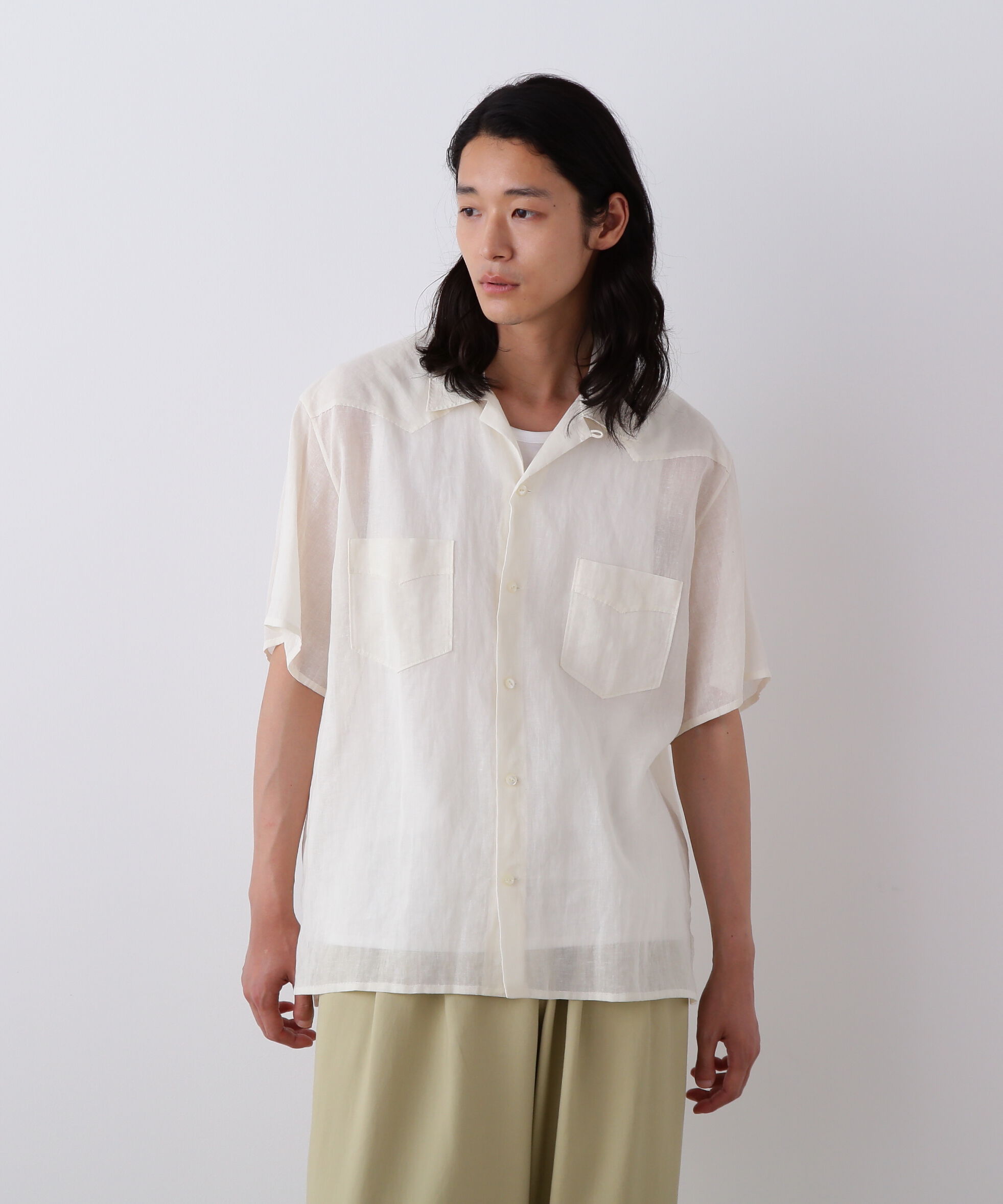 YLEVE 「YLEVE / COTTON RAMIE VOILE HAND STITCH SHIRT」|シャツ・ブラウス|ホワイト