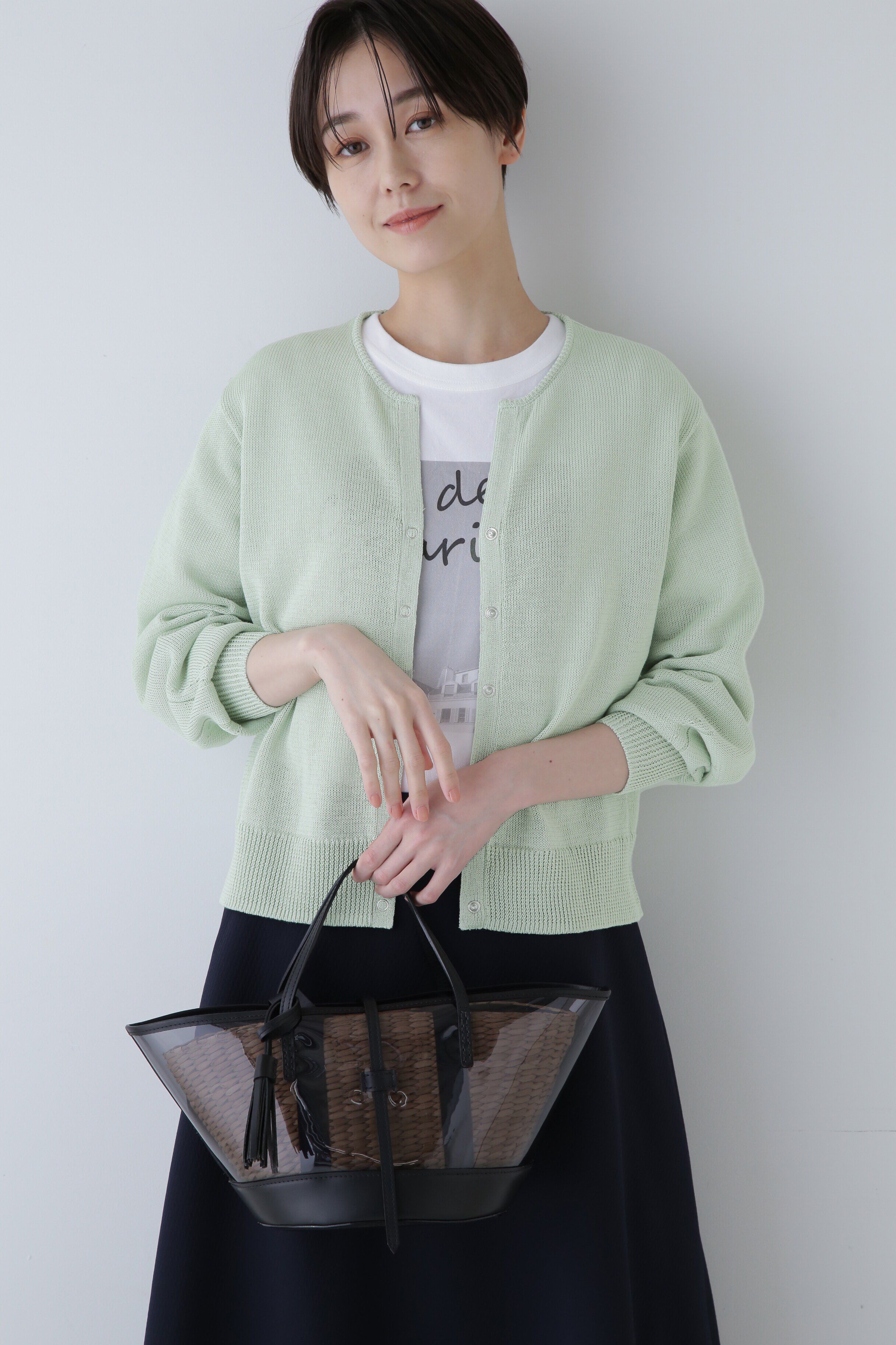  「◆ミドルゲージギマカーディガン」|ニット・セーター|ミントグリー