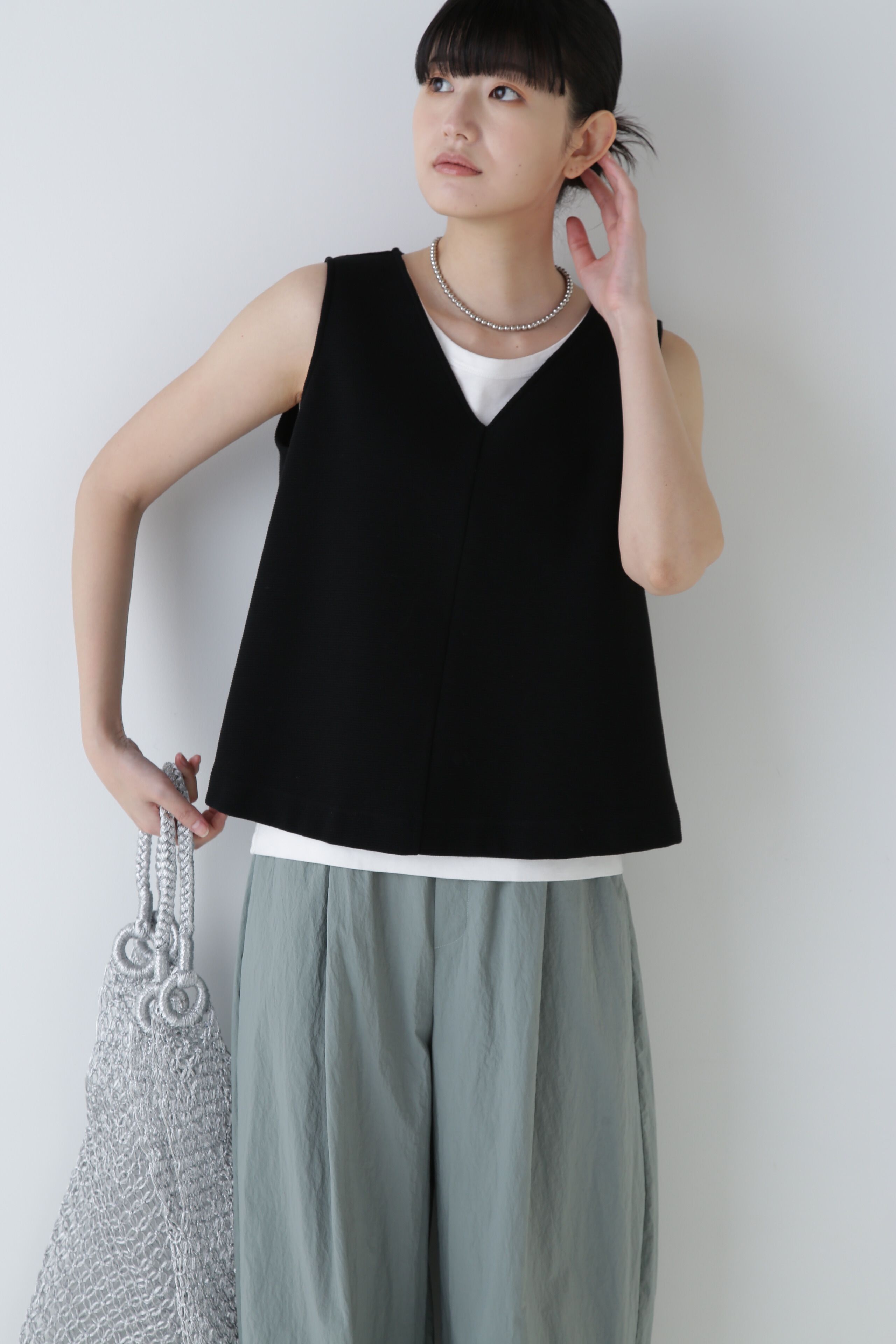  「◆リップルノースリーブプルオーバー」|Tシャツ・カットソー|ブラック