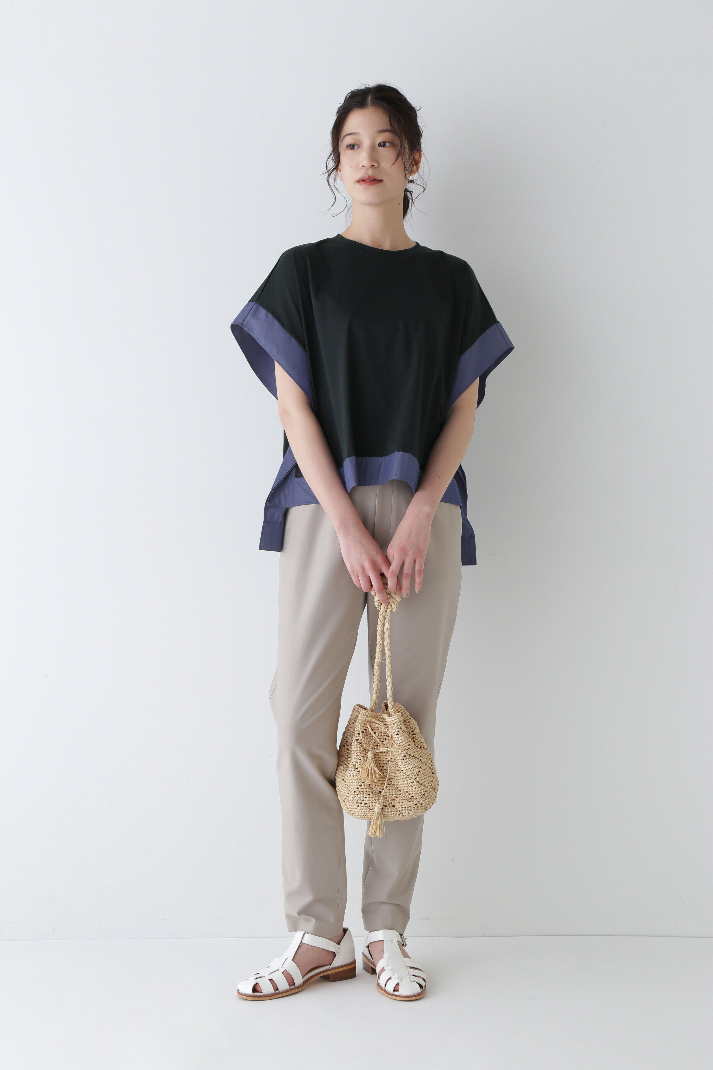  「◆異素材コンビカットソー」|Tシャツ・カットソー|