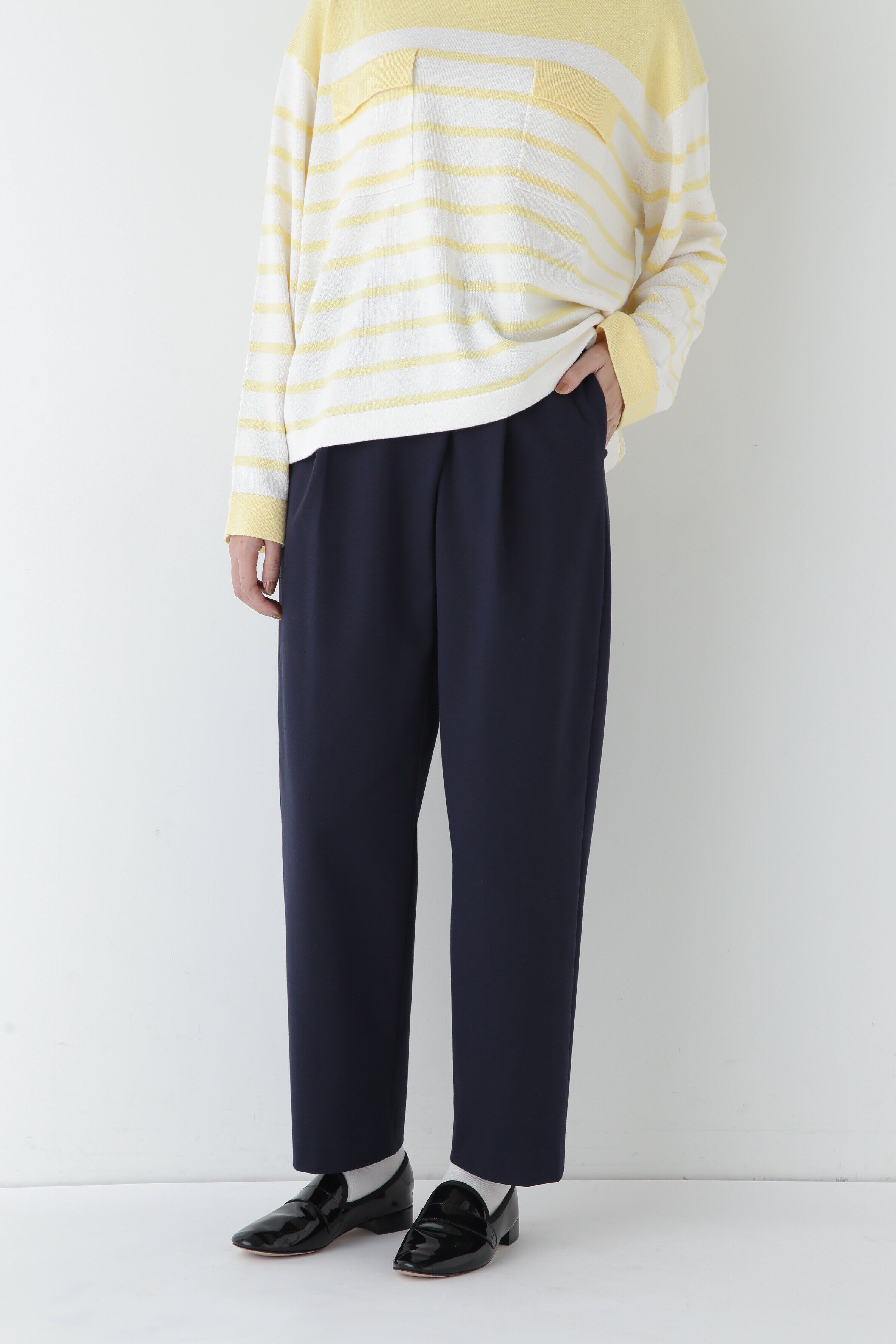  「◆ストレッチポンチタックテーパードパンツ」|その他|ネイビー